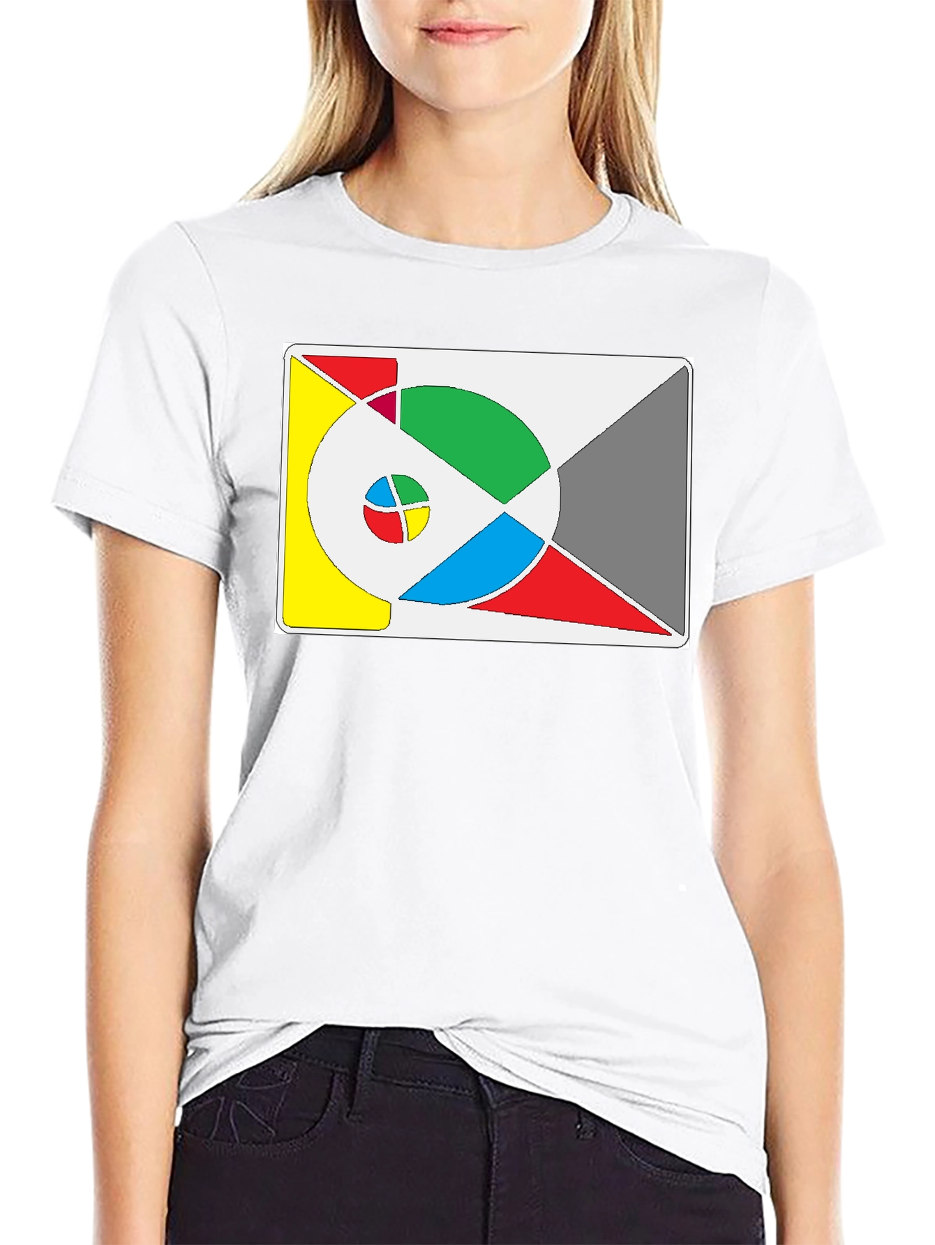 Abstract Geometric Design Black T-Shirt