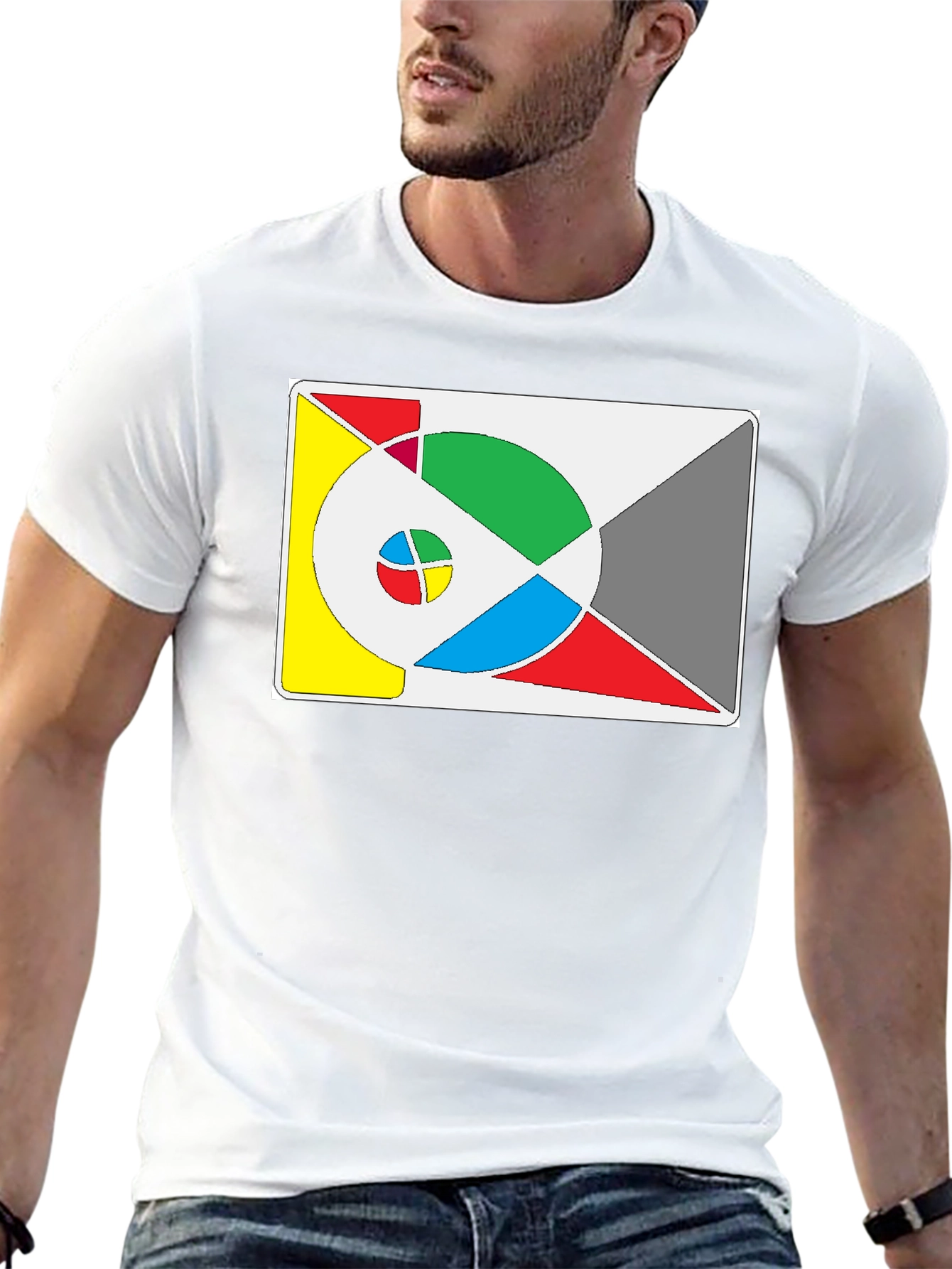Abstract Geometric Design Black T-Shirt