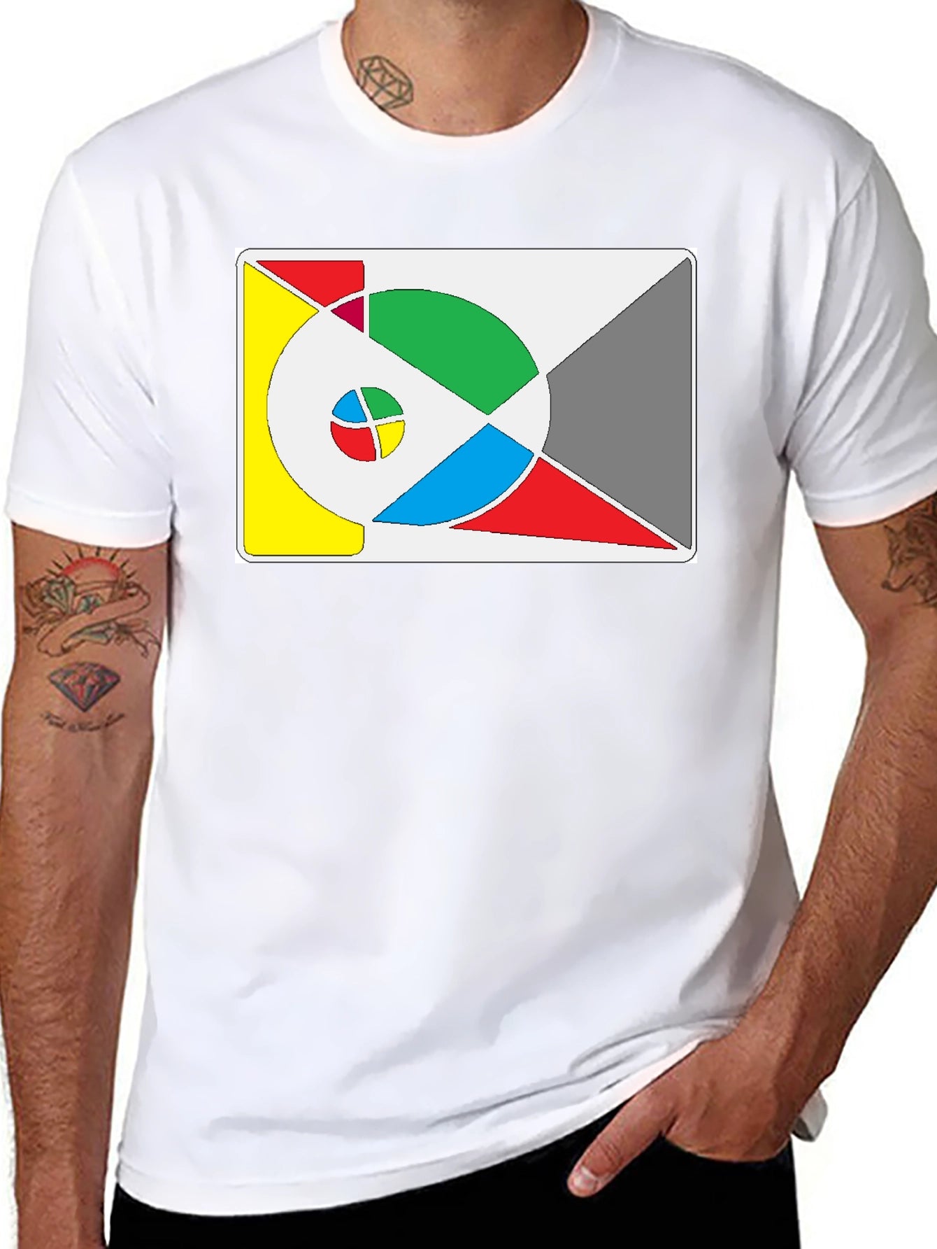Abstract Geometric Design Black T-Shirt