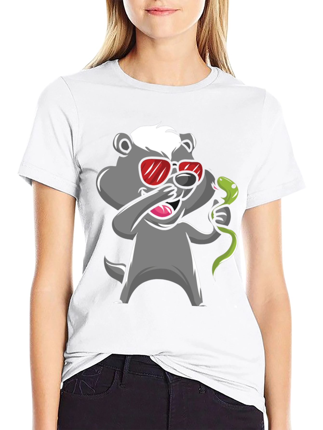 Dabbing Honey Badger with Snake Graphic Tee