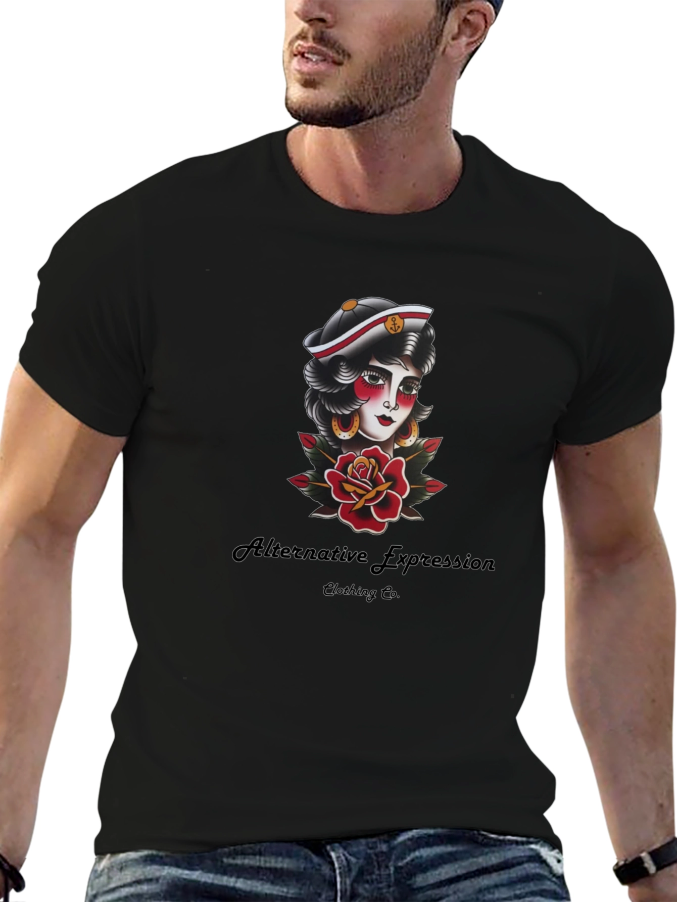 Sailor Tattoo Graphic Black Tee