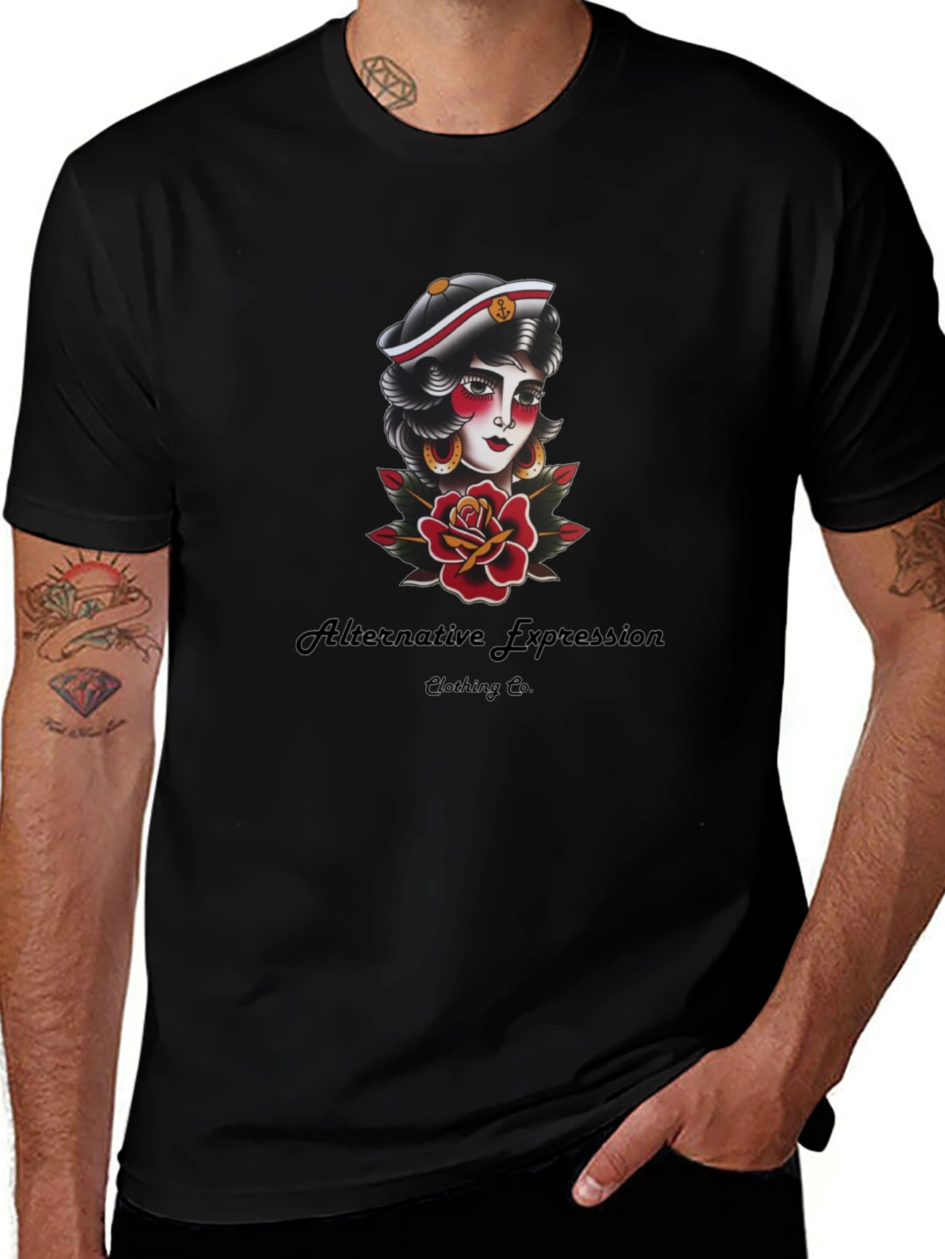 Sailor Tattoo Graphic Black Tee