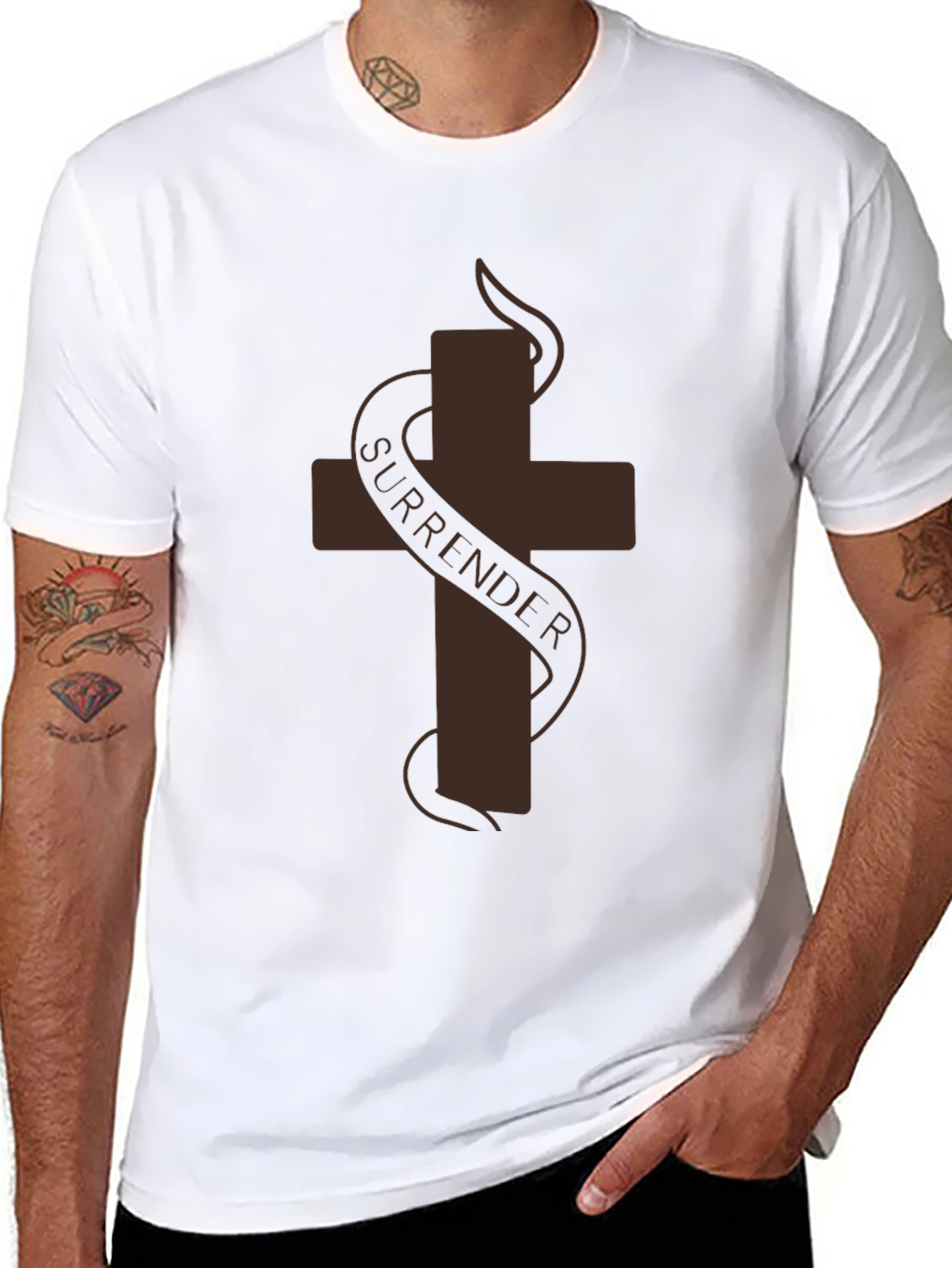 Surrender Cross Graphic T-Shirt - Soft Cotton Tee