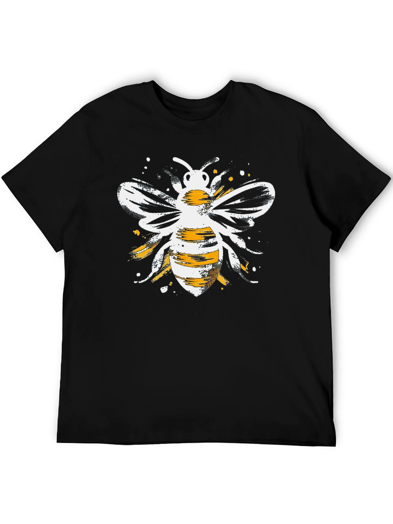 Stylish Bee Graphic Tee - Black Cotton Blend