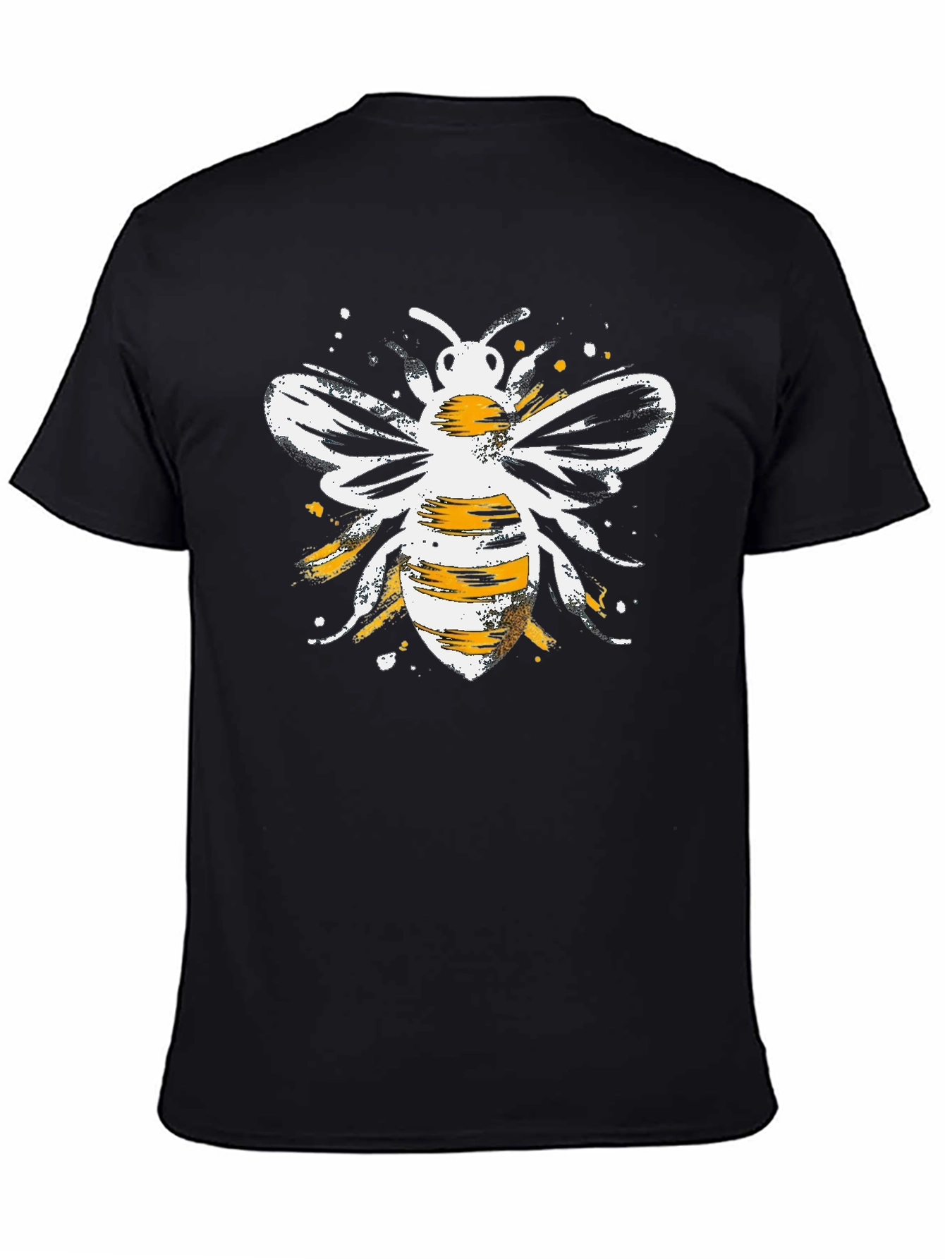Stylish Bee Graphic Tee - Black Cotton Blend