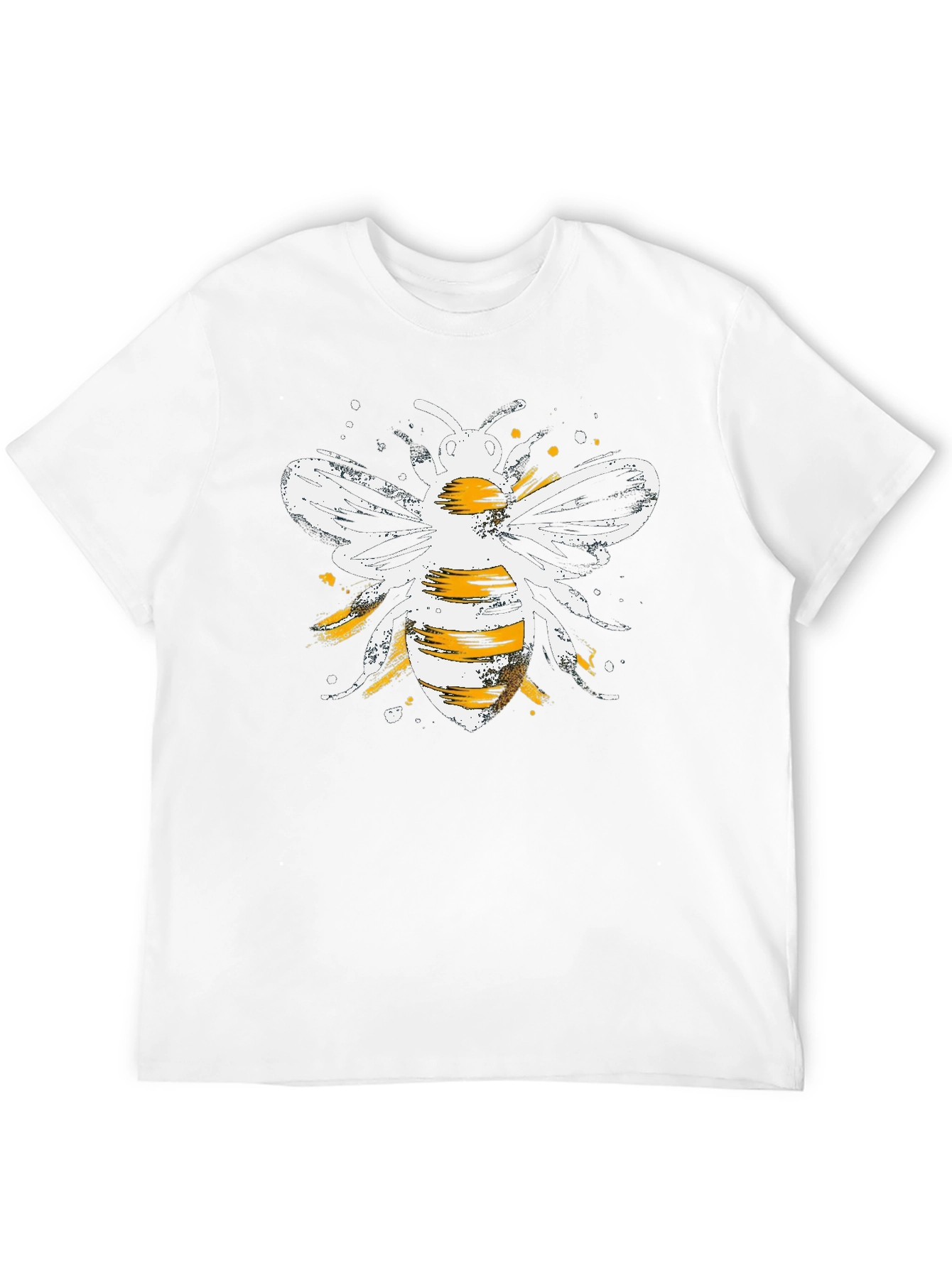 Stylish Bee Graphic Tee - Black Cotton Blend