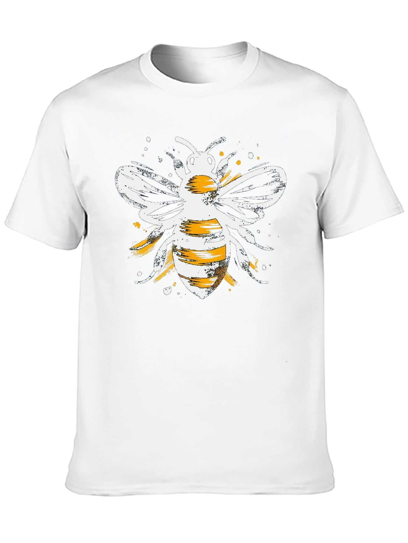Stylish Bee Graphic Tee - Black Cotton Blend
