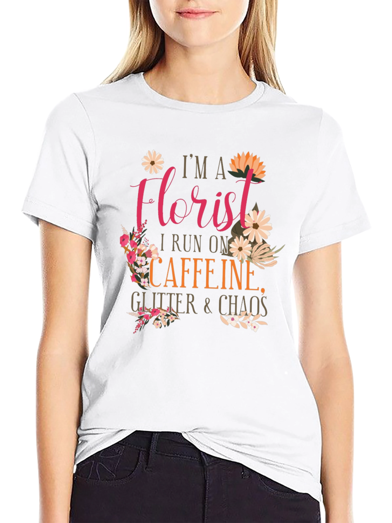 Florist Caffeine Glitter Chaos T-Shirt