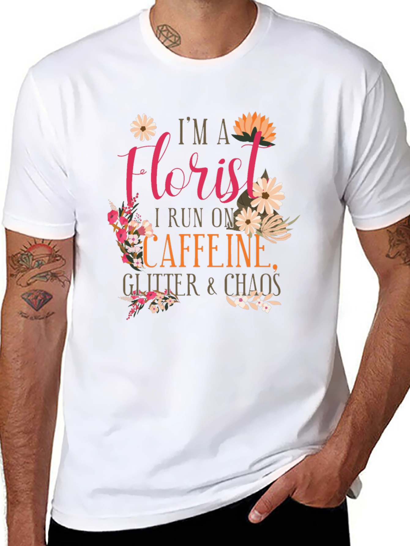 Florist Caffeine Glitter Chaos T-Shirt