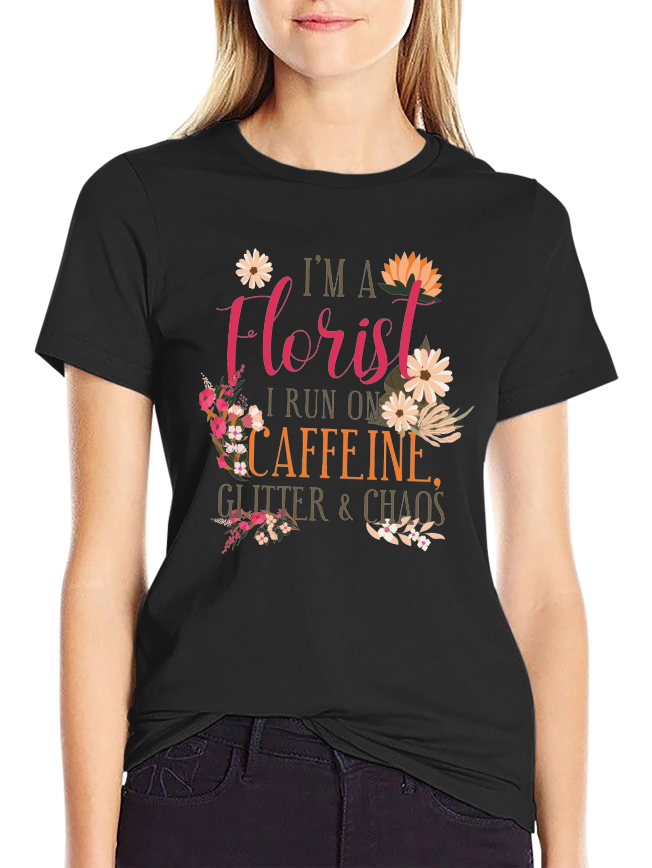 Florist Caffeine Glitter Chaos T-Shirt