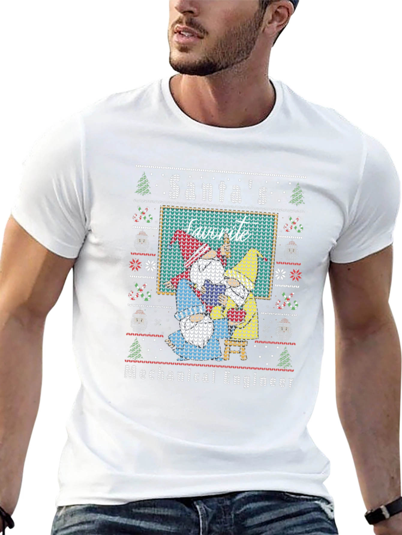 Santas Favorite Mechanical Engineer Ugly Christmas Sweater T-Shirt