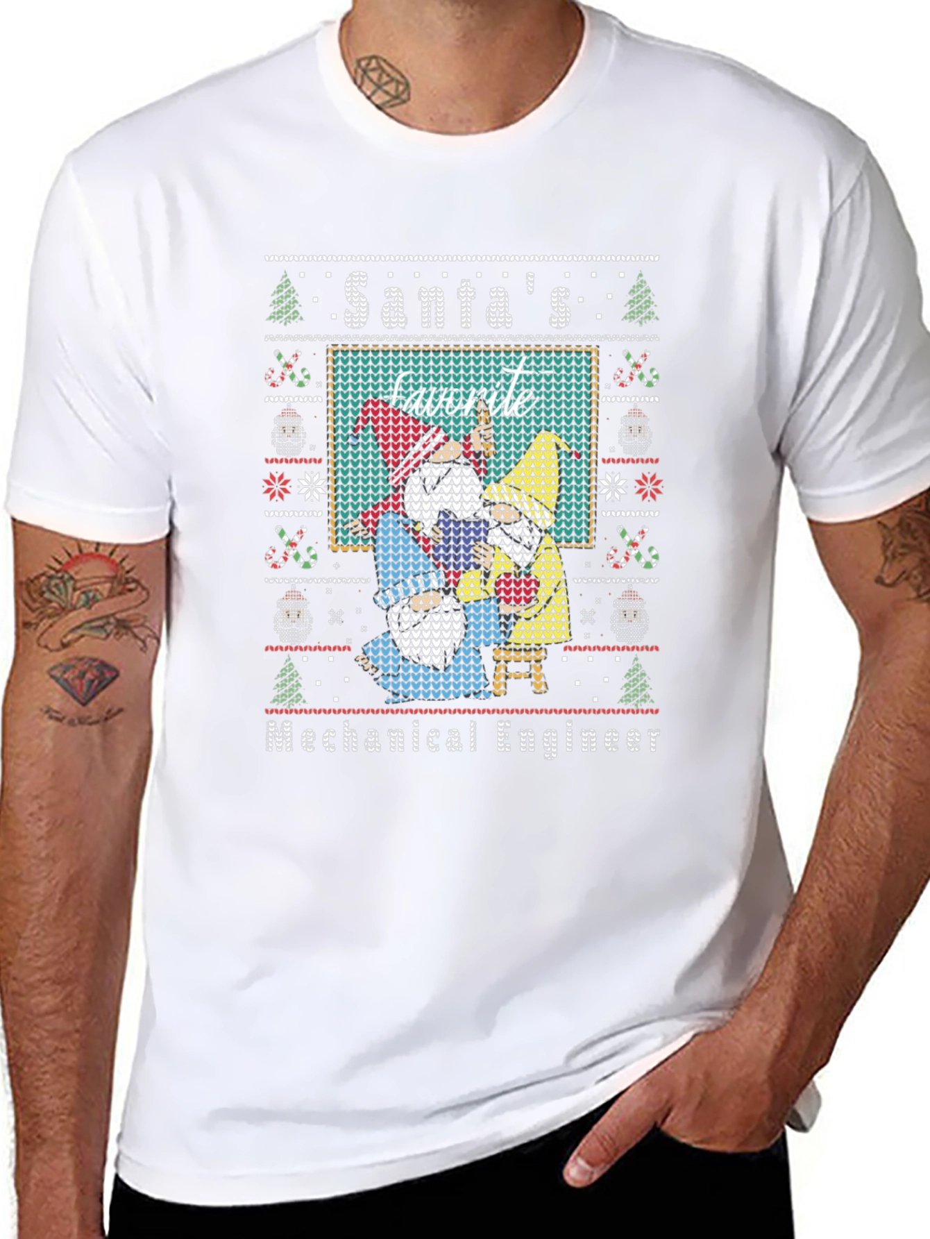 Santas Favorite Mechanical Engineer Ugly Christmas Sweater T-Shirt