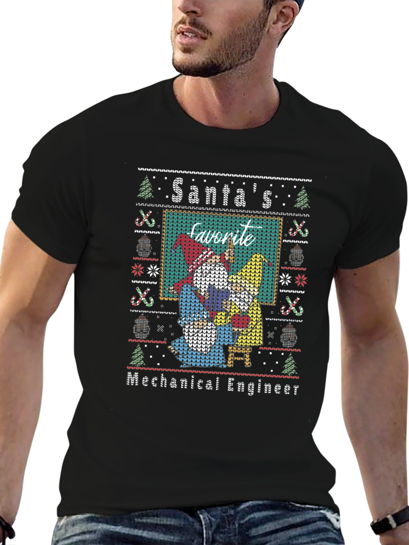 Santas Favorite Mechanical Engineer Ugly Christmas Sweater T-Shirt