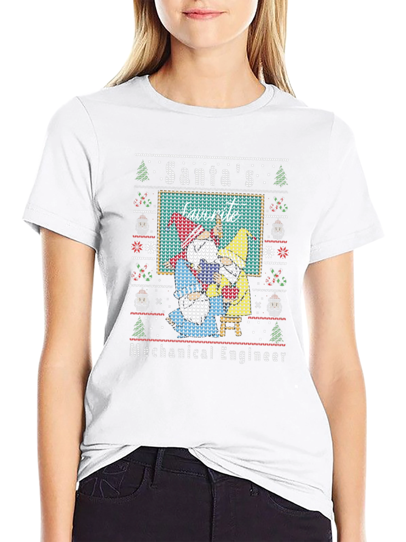 Santas Favorite Mechanical Engineer Ugly Christmas Sweater T-Shirt