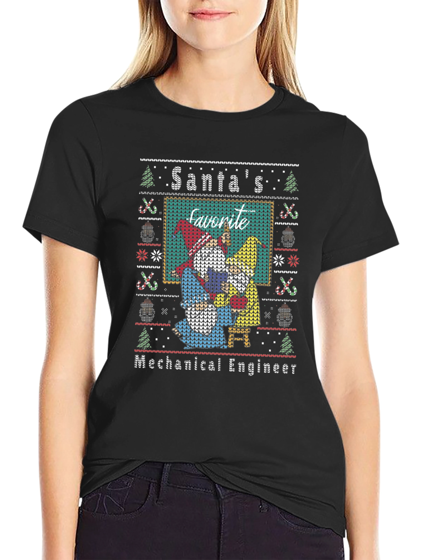 Santas Favorite Mechanical Engineer Ugly Christmas Sweater T-Shirt