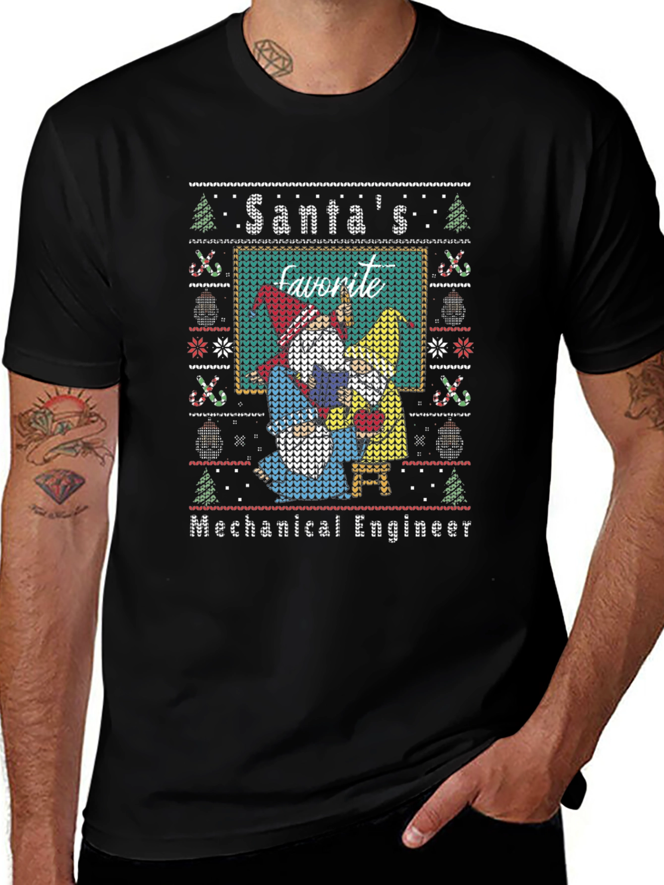 Santas Favorite Mechanical Engineer Ugly Christmas Sweater T-Shirt