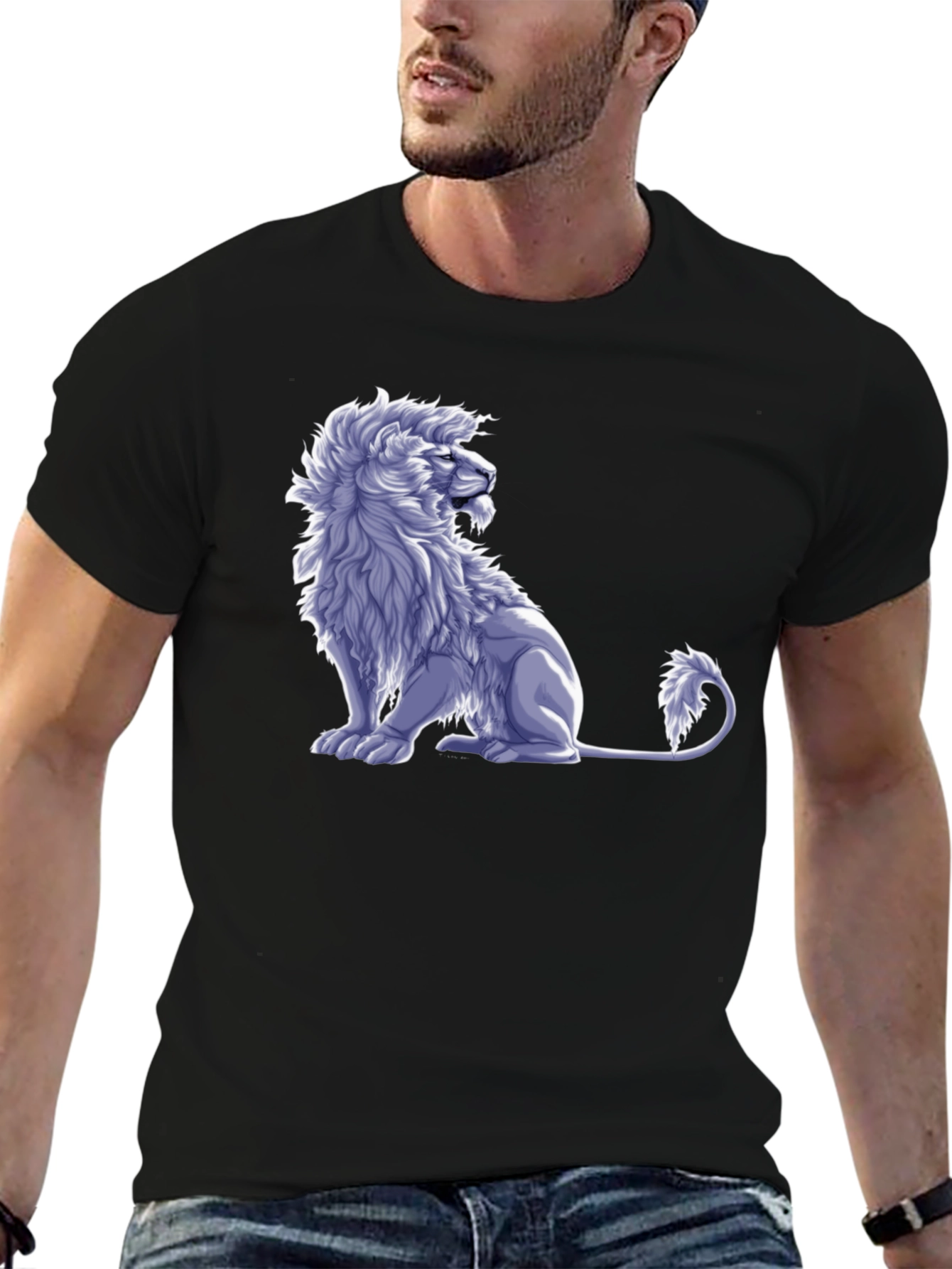 Lion Graphic Tee - Black Cotton Blend