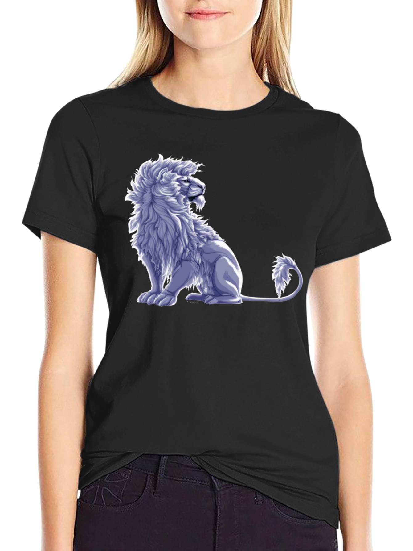 Lion Graphic Tee - Black Cotton Blend