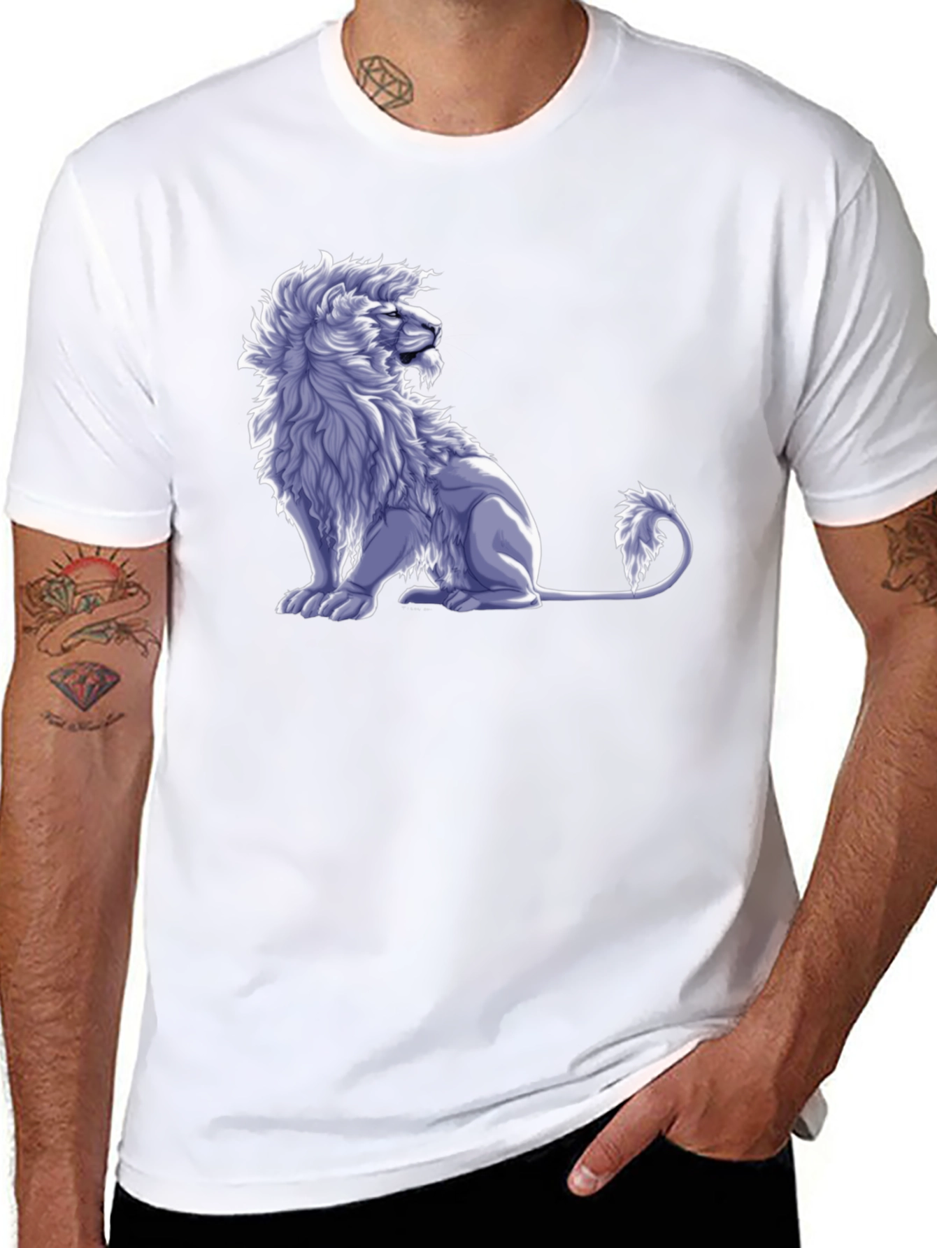 Lion Graphic Tee - Black Cotton Blend
