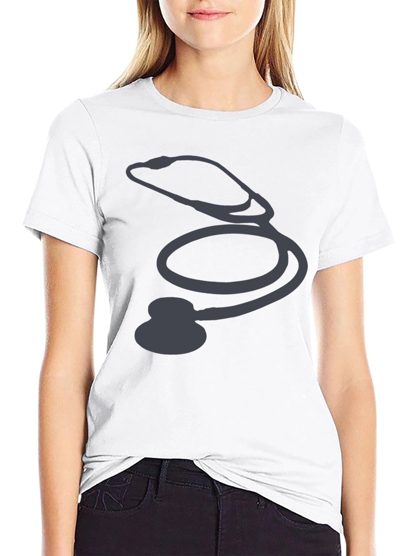 Stethoscope Graphic Black T-Shirt - Medical Profession Pride