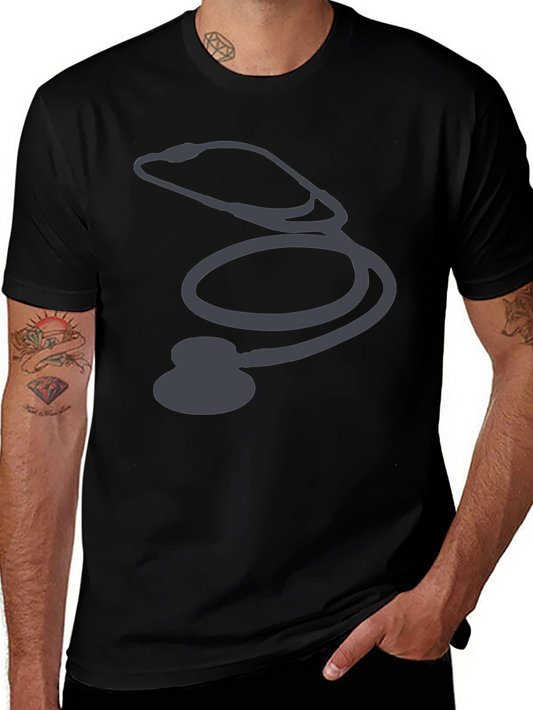 Stethoscope Graphic Black T-Shirt - Medical Profession Pride