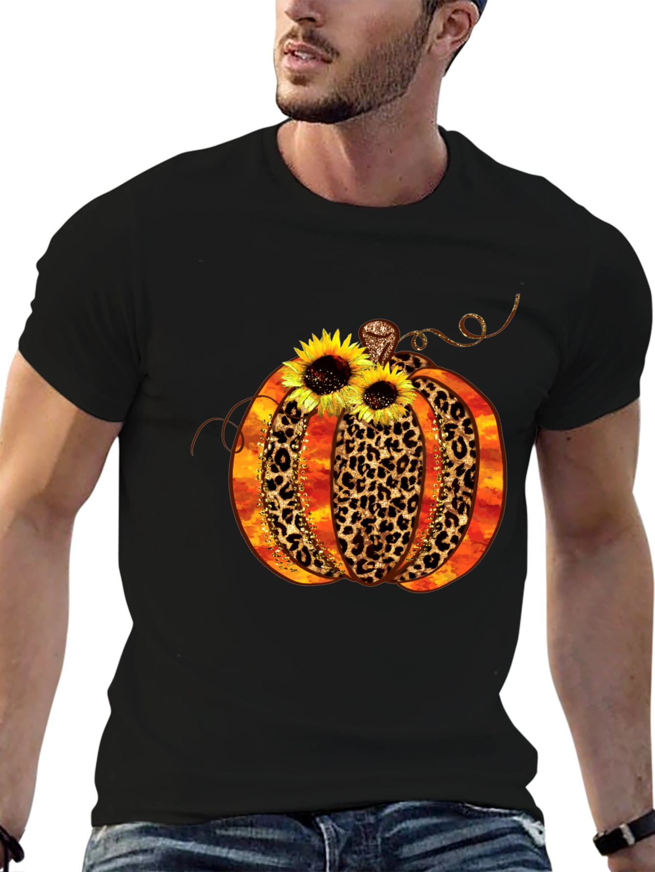 Leopard Print Pumpkin T-Shirt Fall Apparel