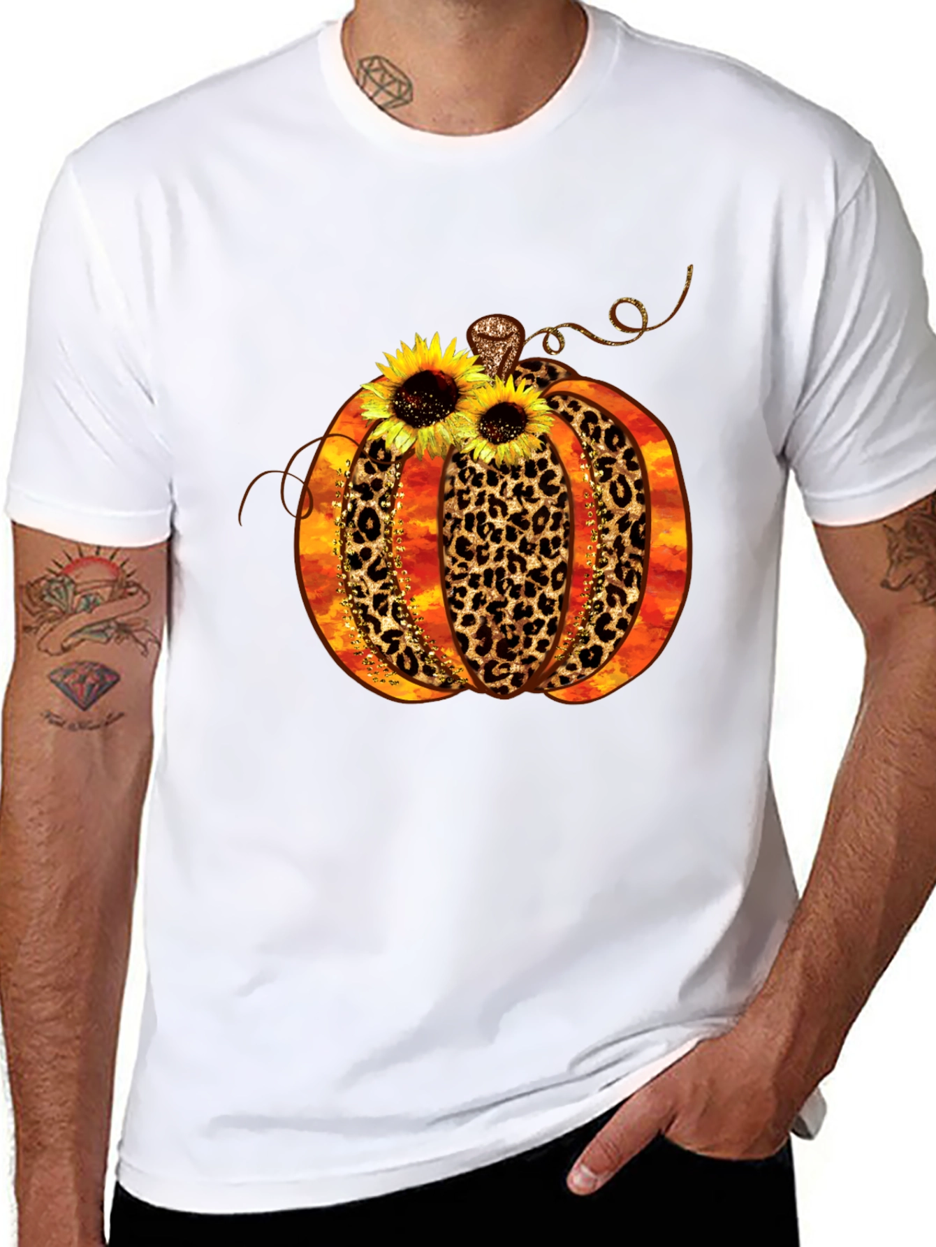 Leopard Print Pumpkin T-Shirt Fall Apparel