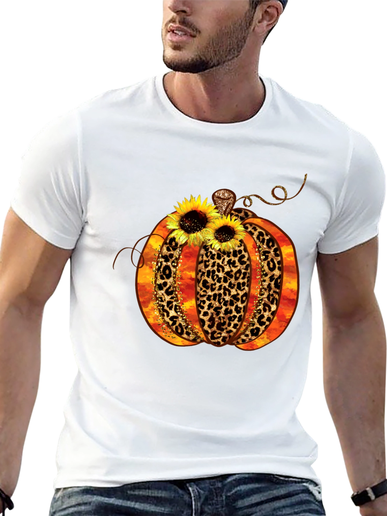 Leopard Print Pumpkin T-Shirt Fall Apparel