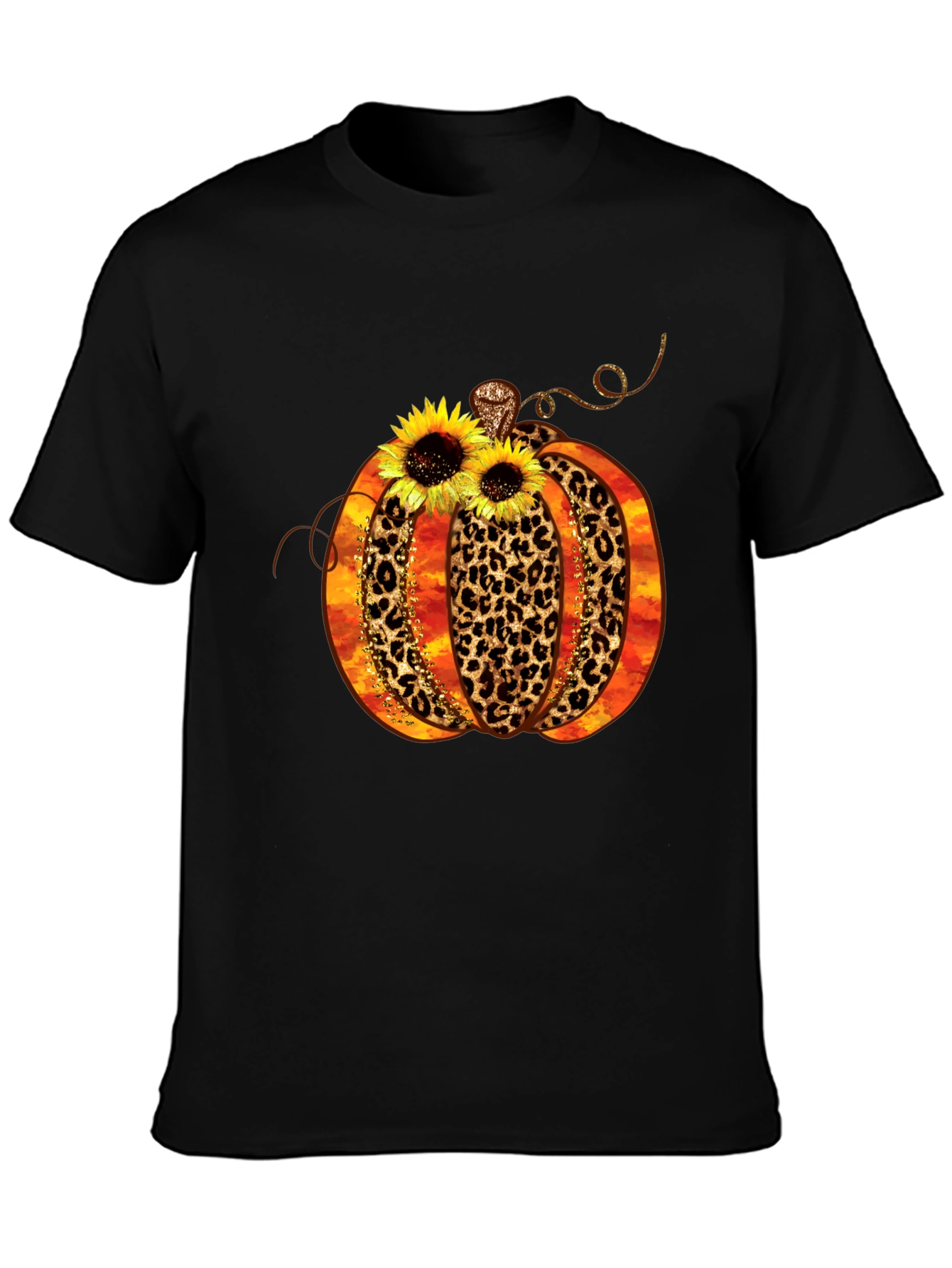 Leopard Print Pumpkin T-Shirt Fall Apparel