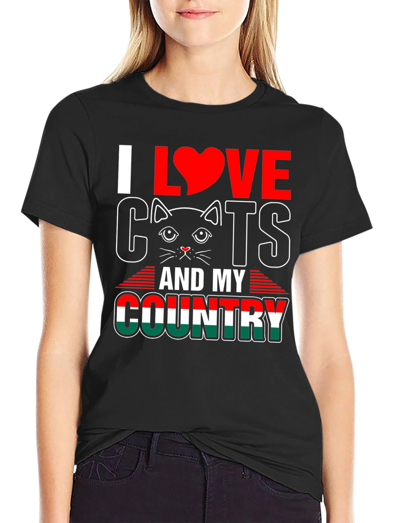 I Love Cats and My Country Graphic T-Shirt