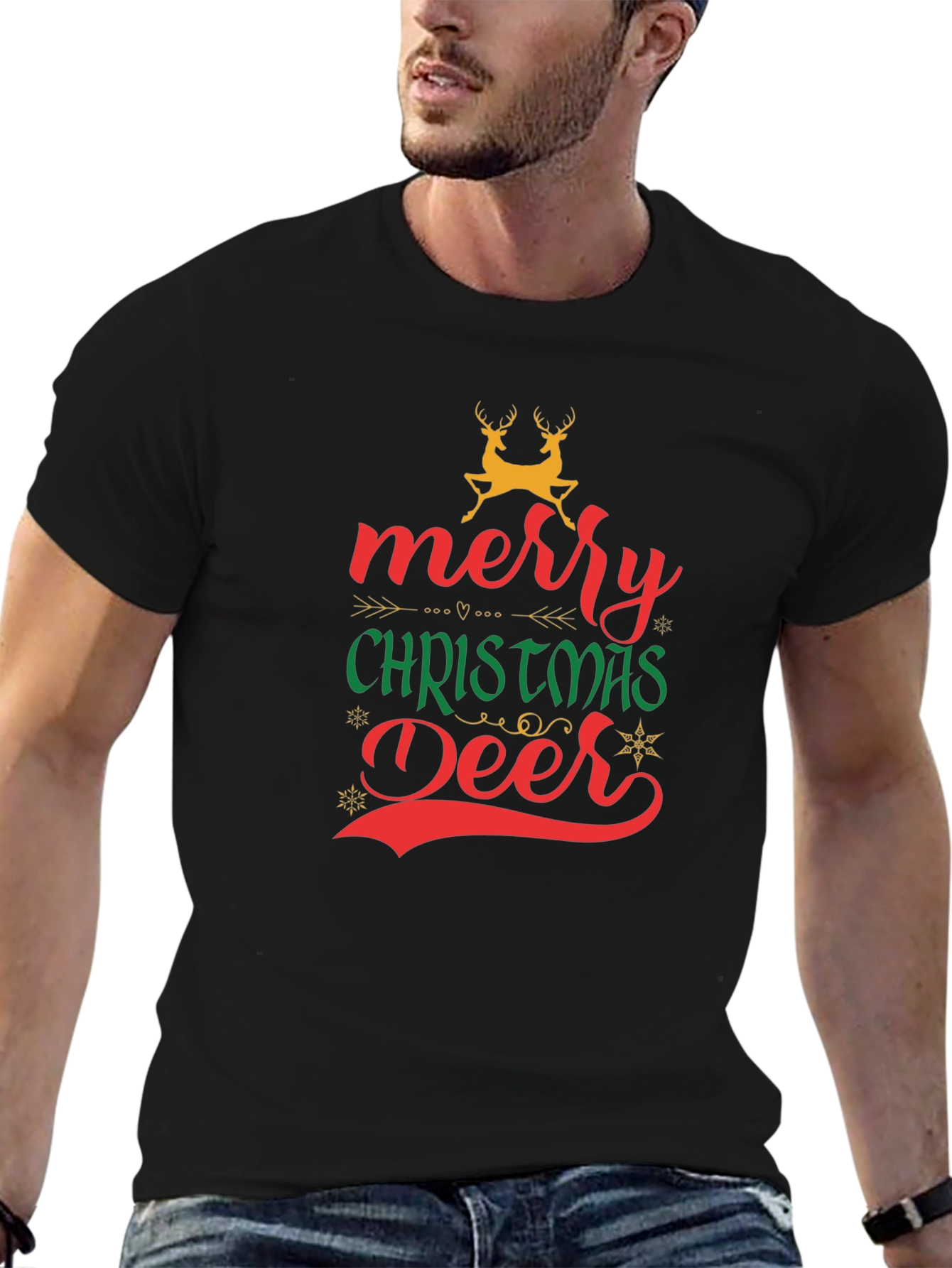 Merry Christmas Deer Graphic T-Shirt