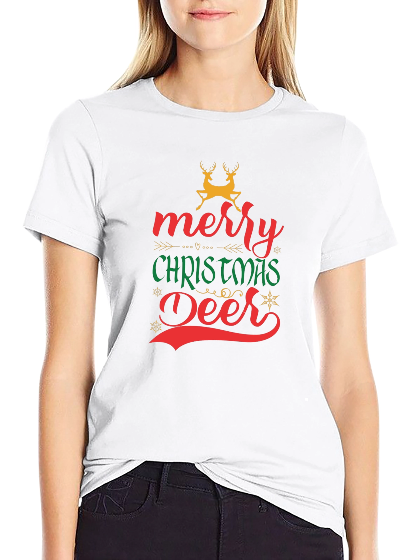 Merry Christmas Deer Graphic T-Shirt