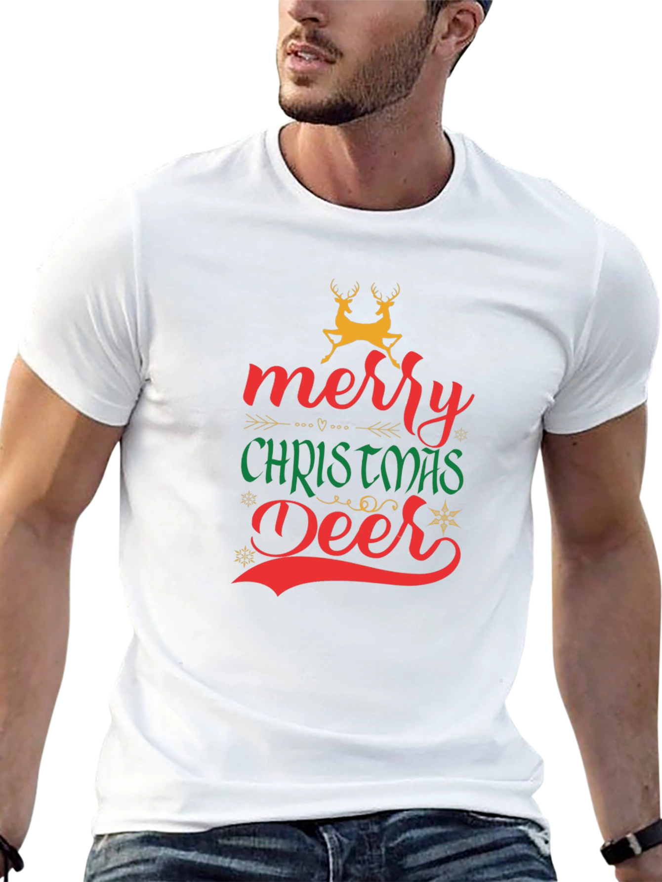 Merry Christmas Deer Graphic T-Shirt