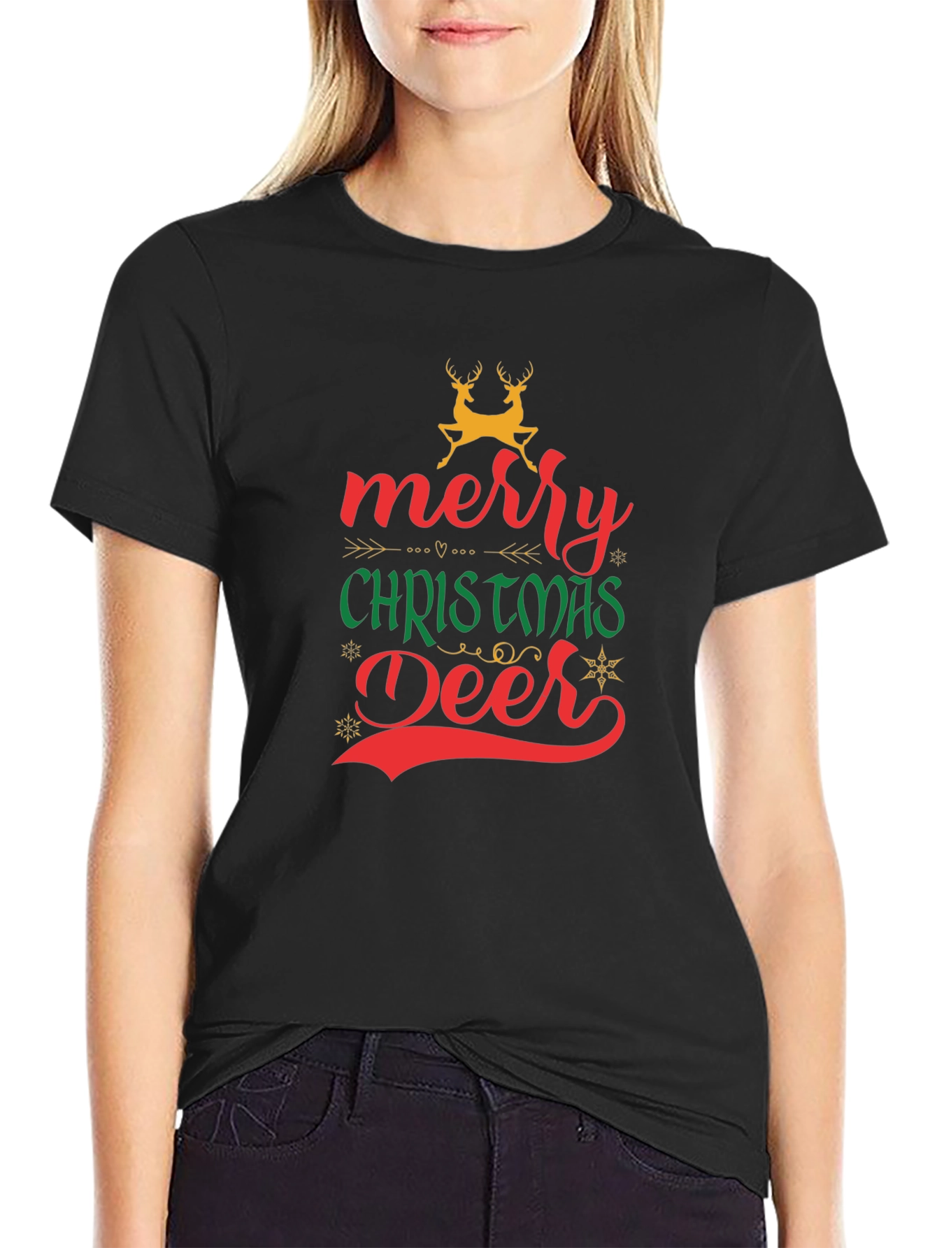 Merry Christmas Deer Graphic T-Shirt