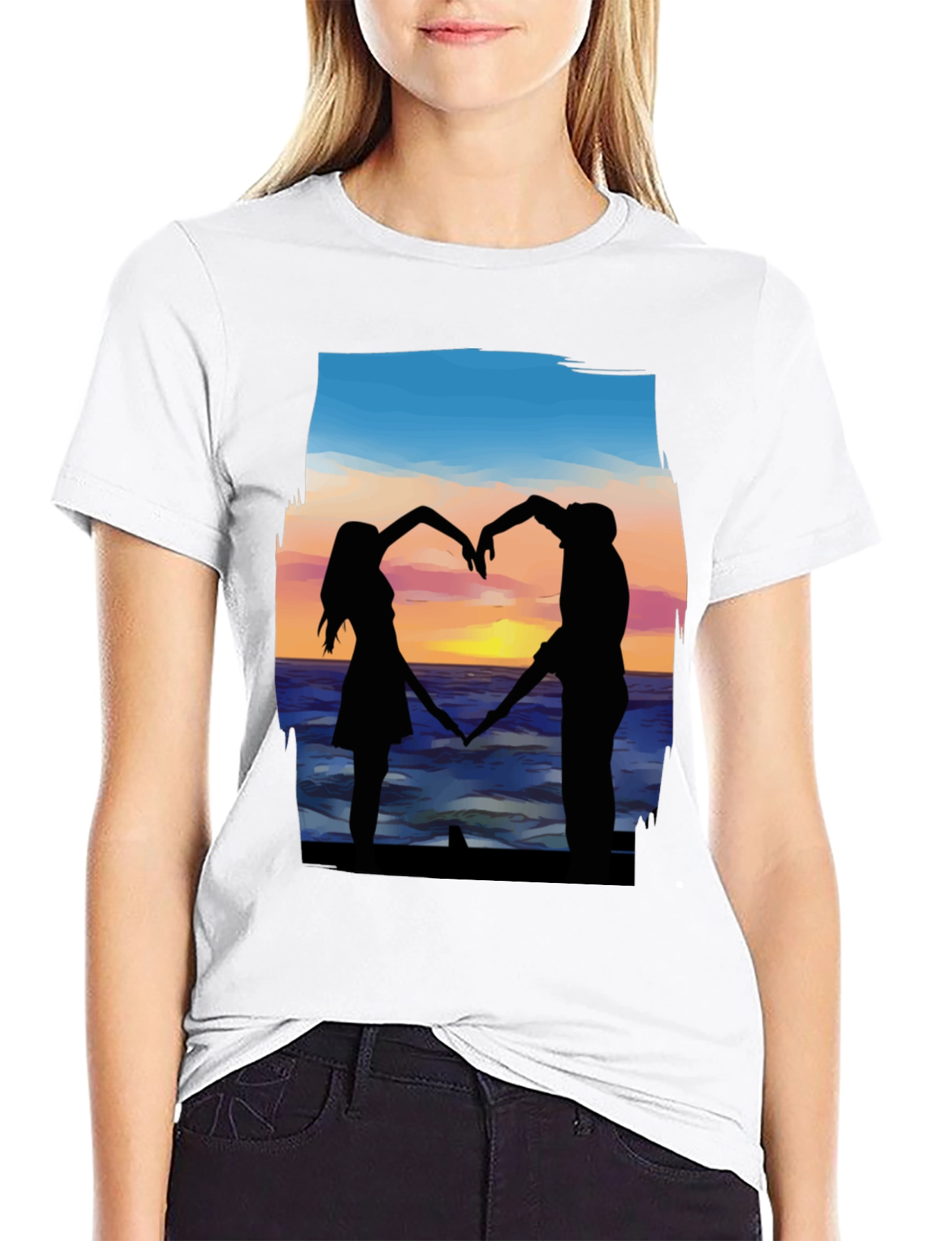Romantic Couple Silhouette T-Shirt