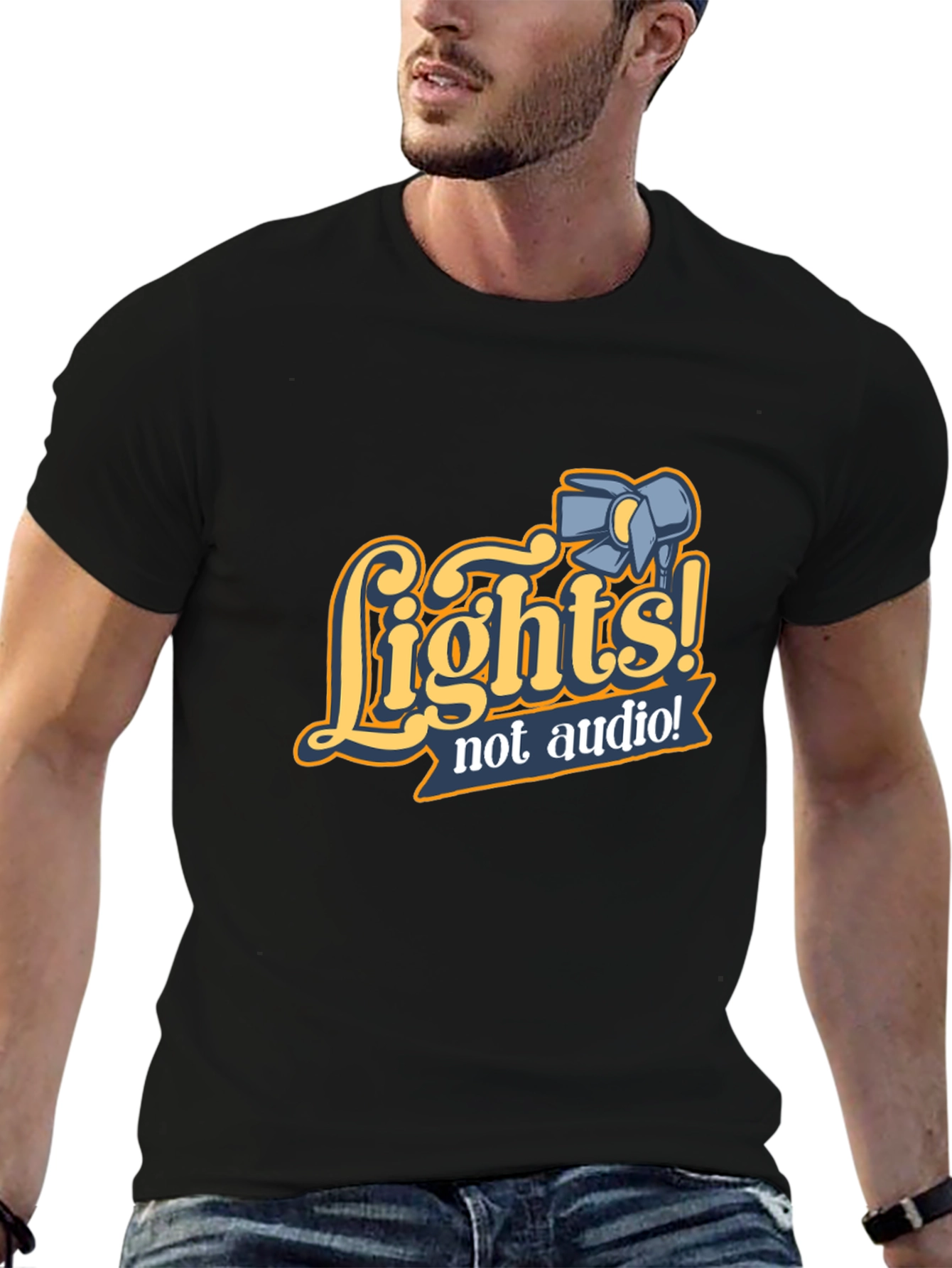 Lights! Not Audio! Black Crew Neck T-Shirt