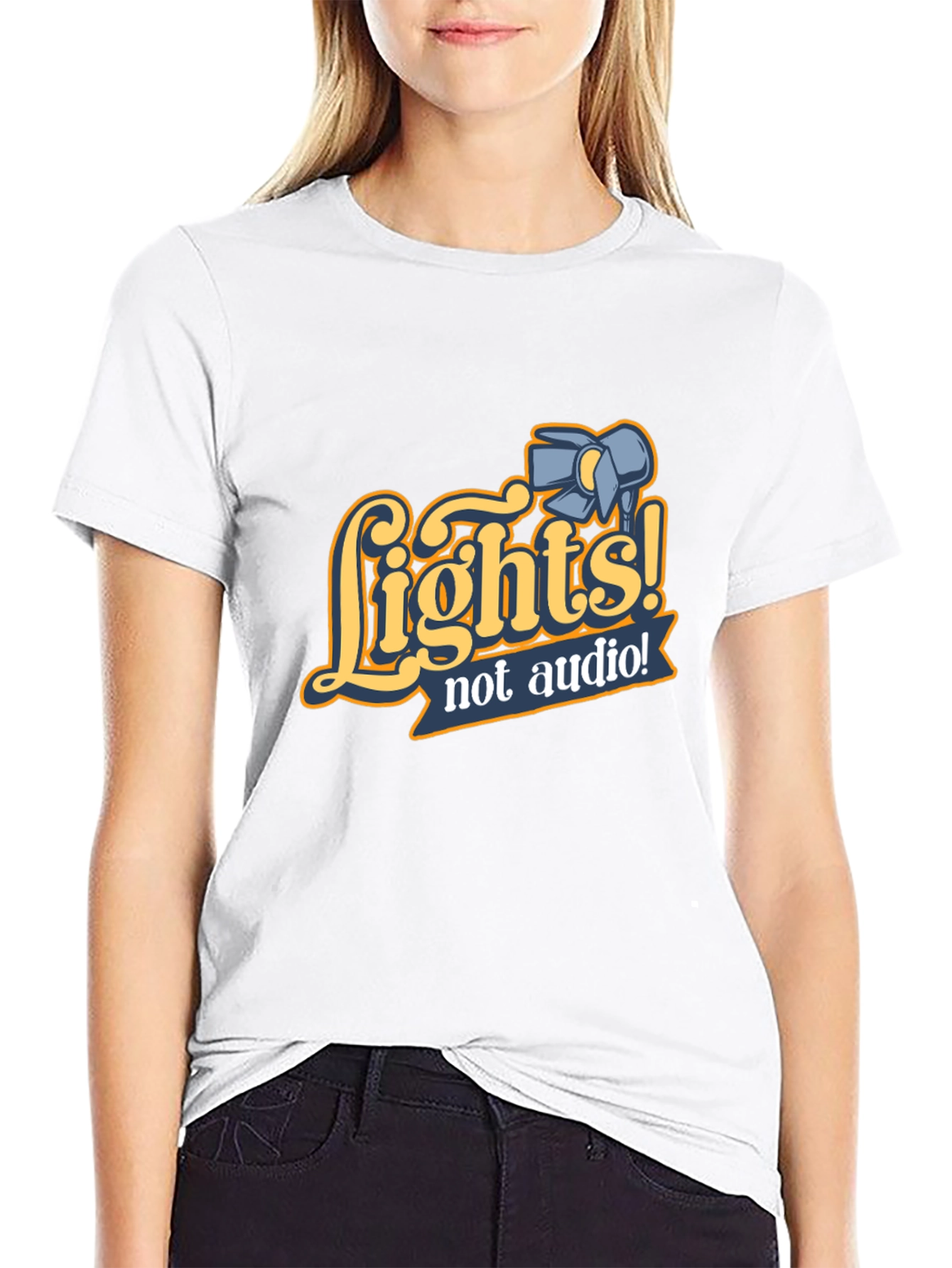 Lights! Not Audio! Black Crew Neck T-Shirt