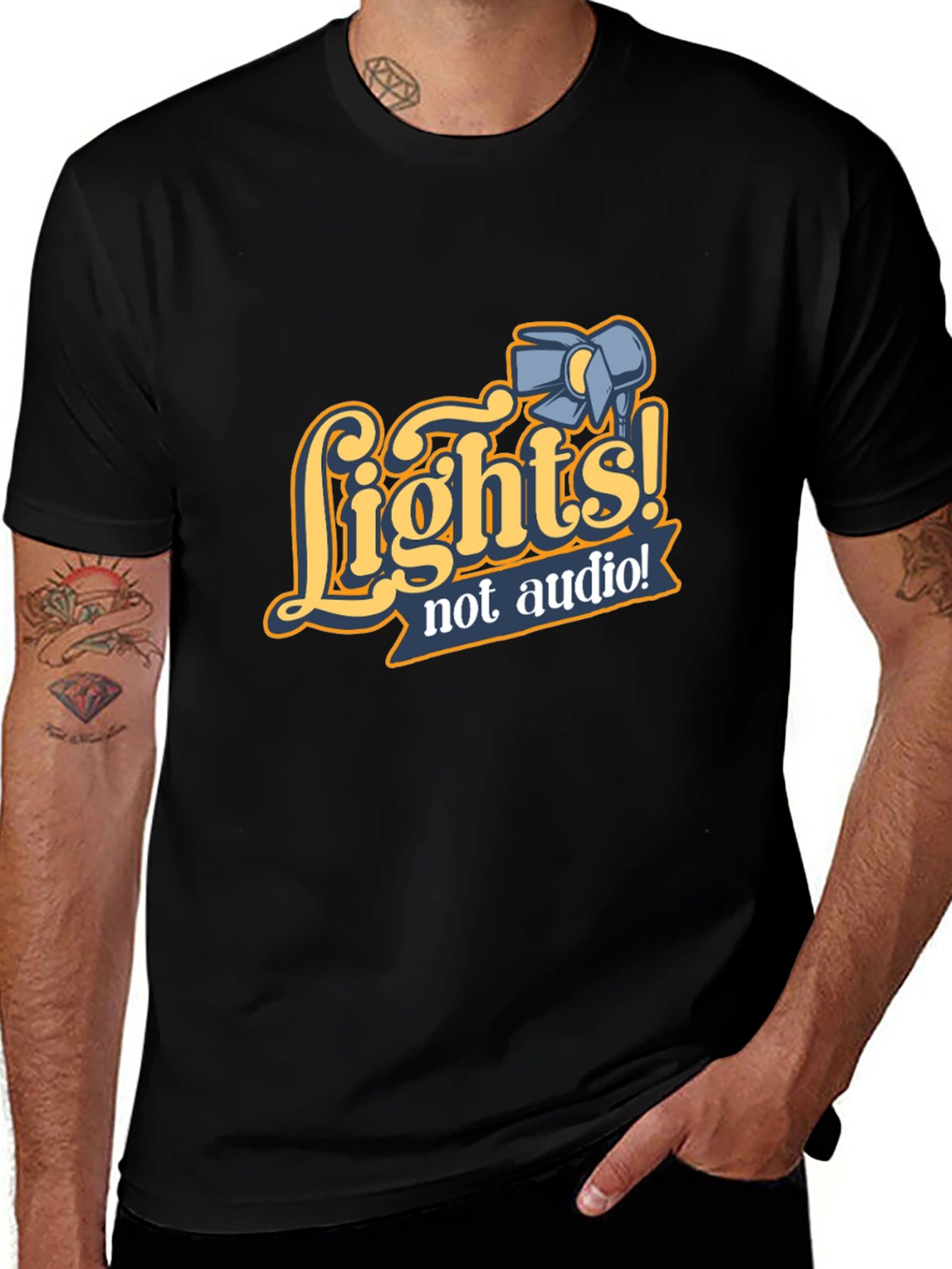 Lights! Not Audio! Black Crew Neck T-Shirt
