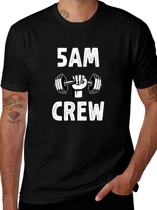 5 AM Crew Graphic T-Shirt - Fitness Gym Workout Tee