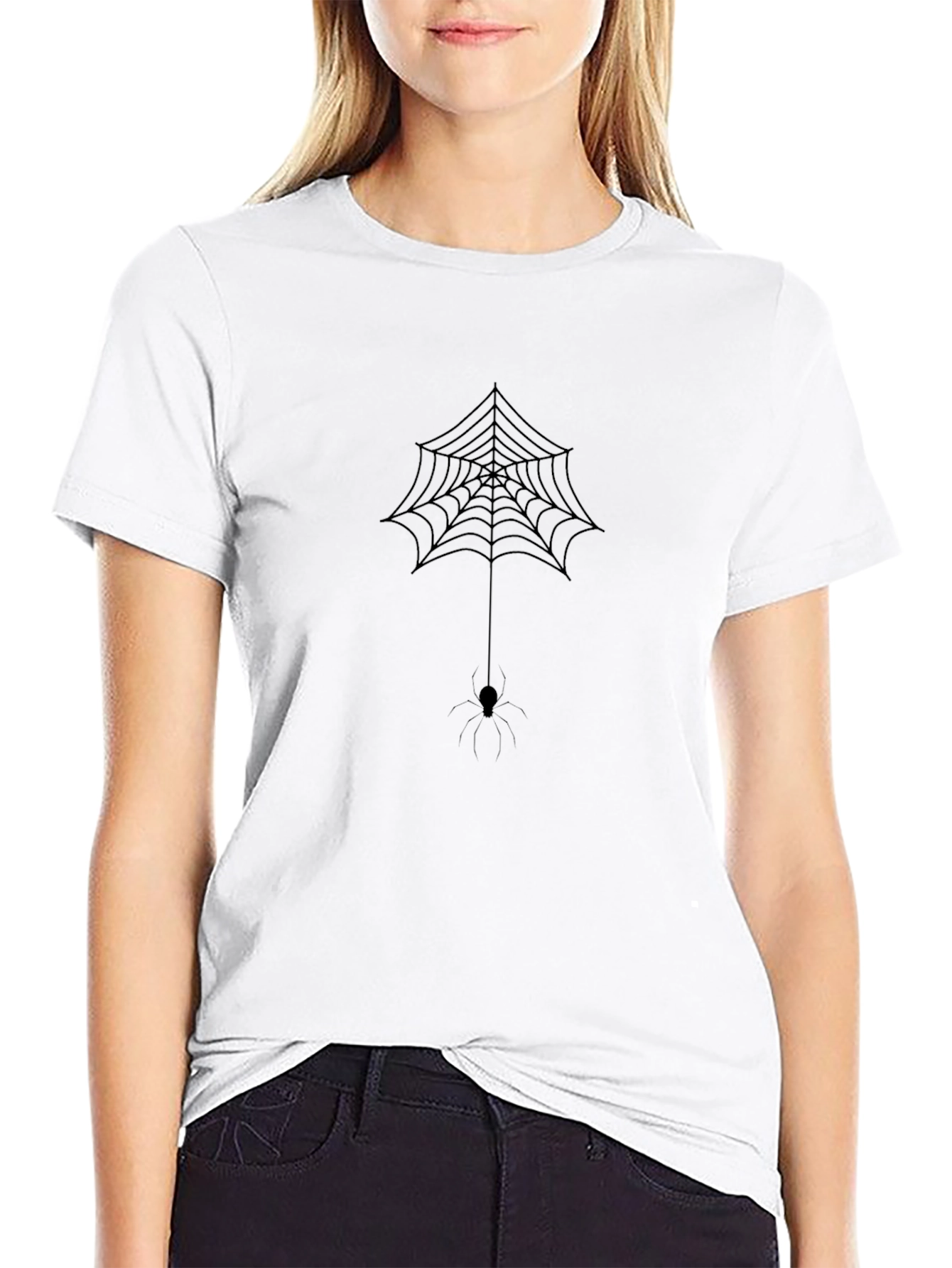 Mens Black Spider Web Graphic Tee