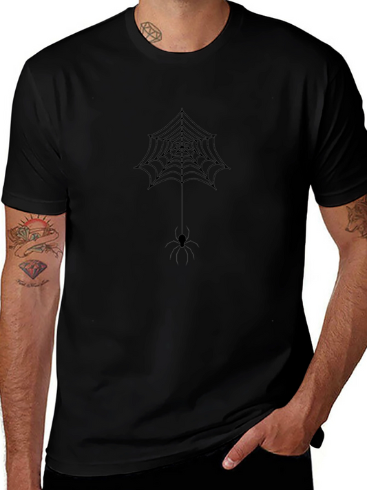 Mens Black Spider Web Graphic Tee