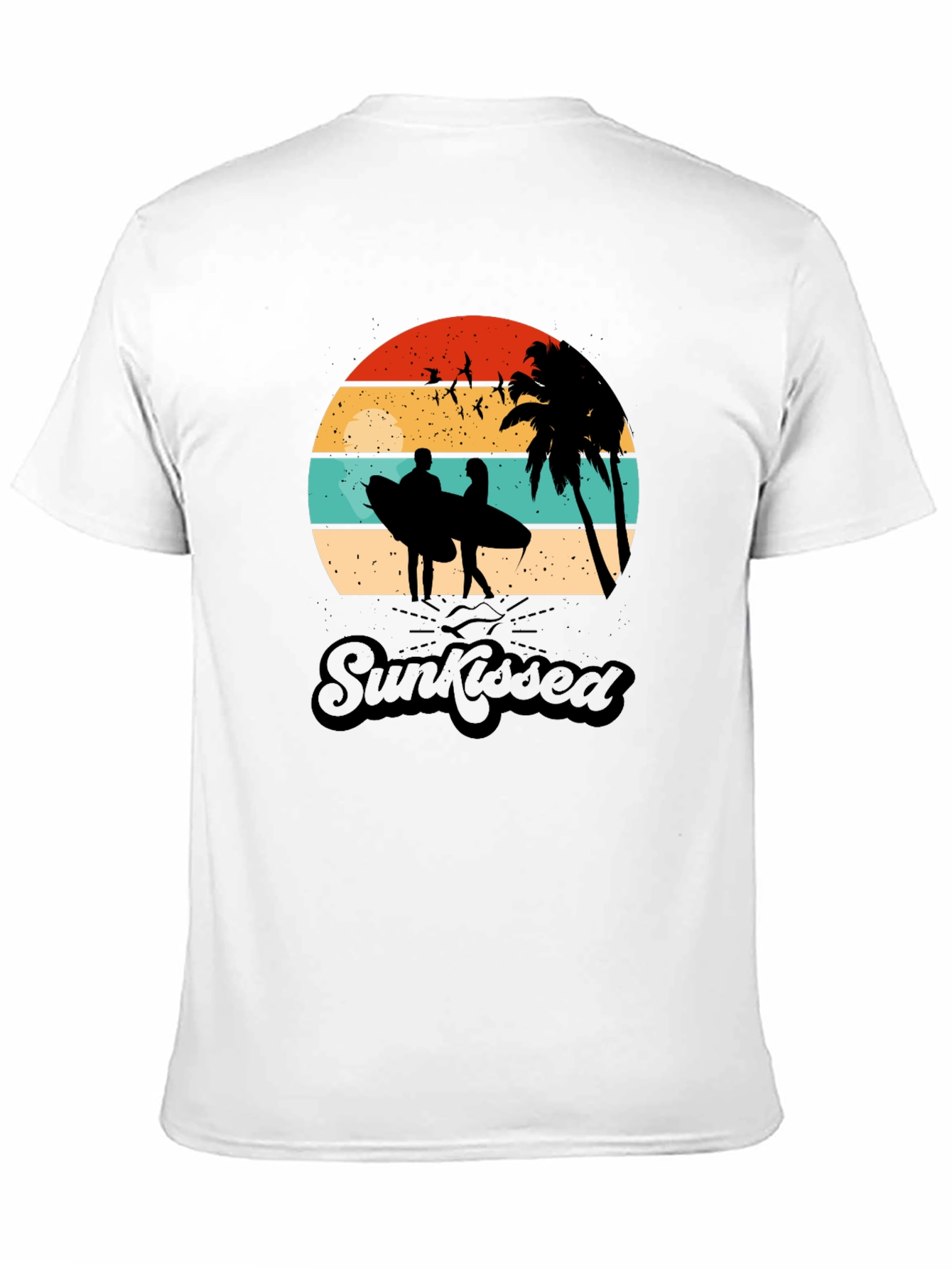Sunkissed Graphic Tee: Beach Sunset Surfer Design
