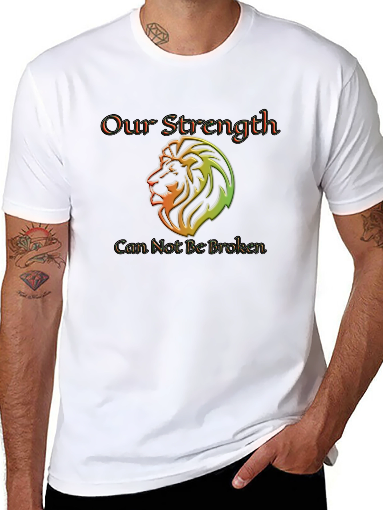 Our Strength Lion Graphic Black T-Shirt