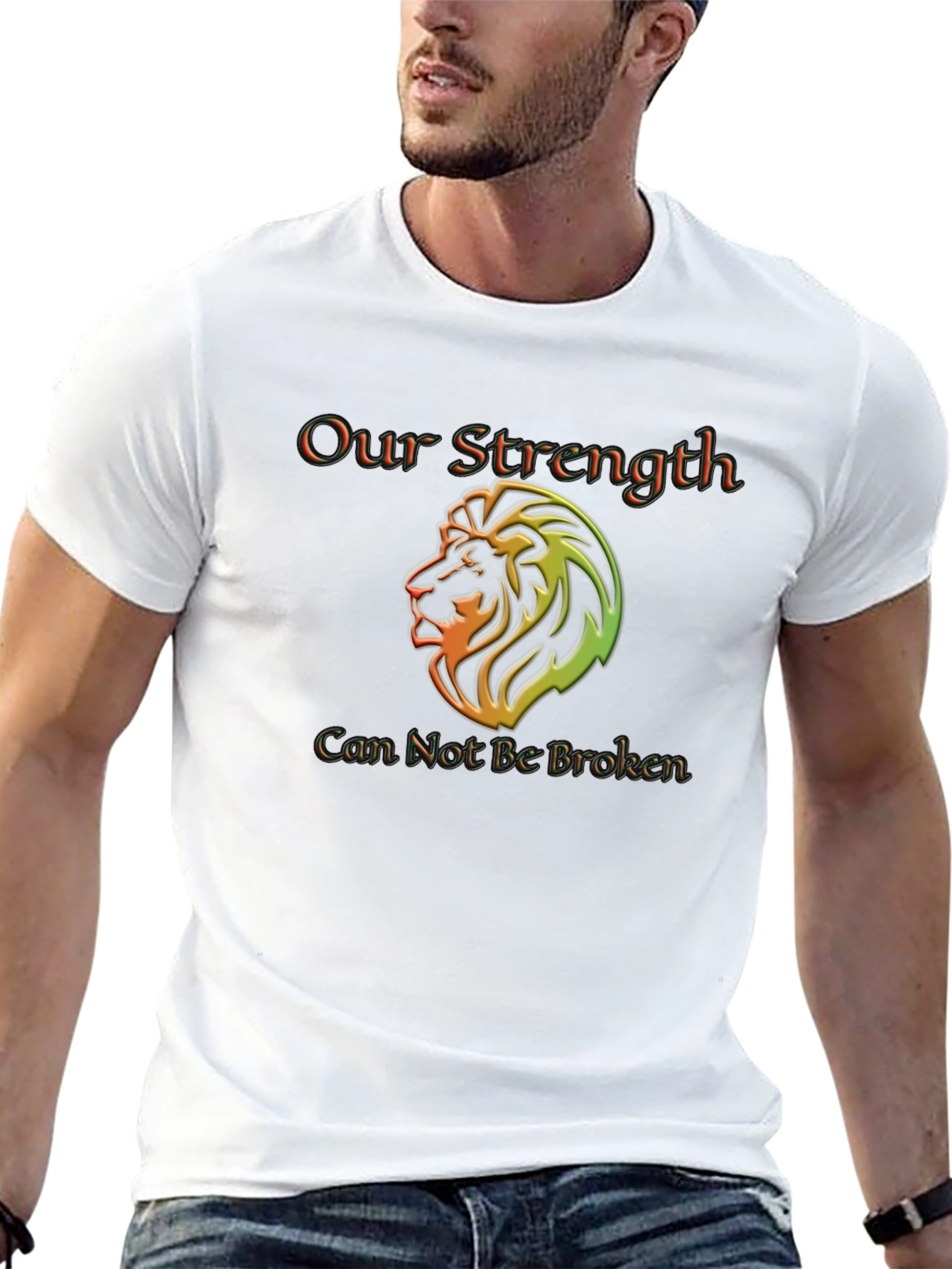 Our Strength Lion Graphic Black T-Shirt