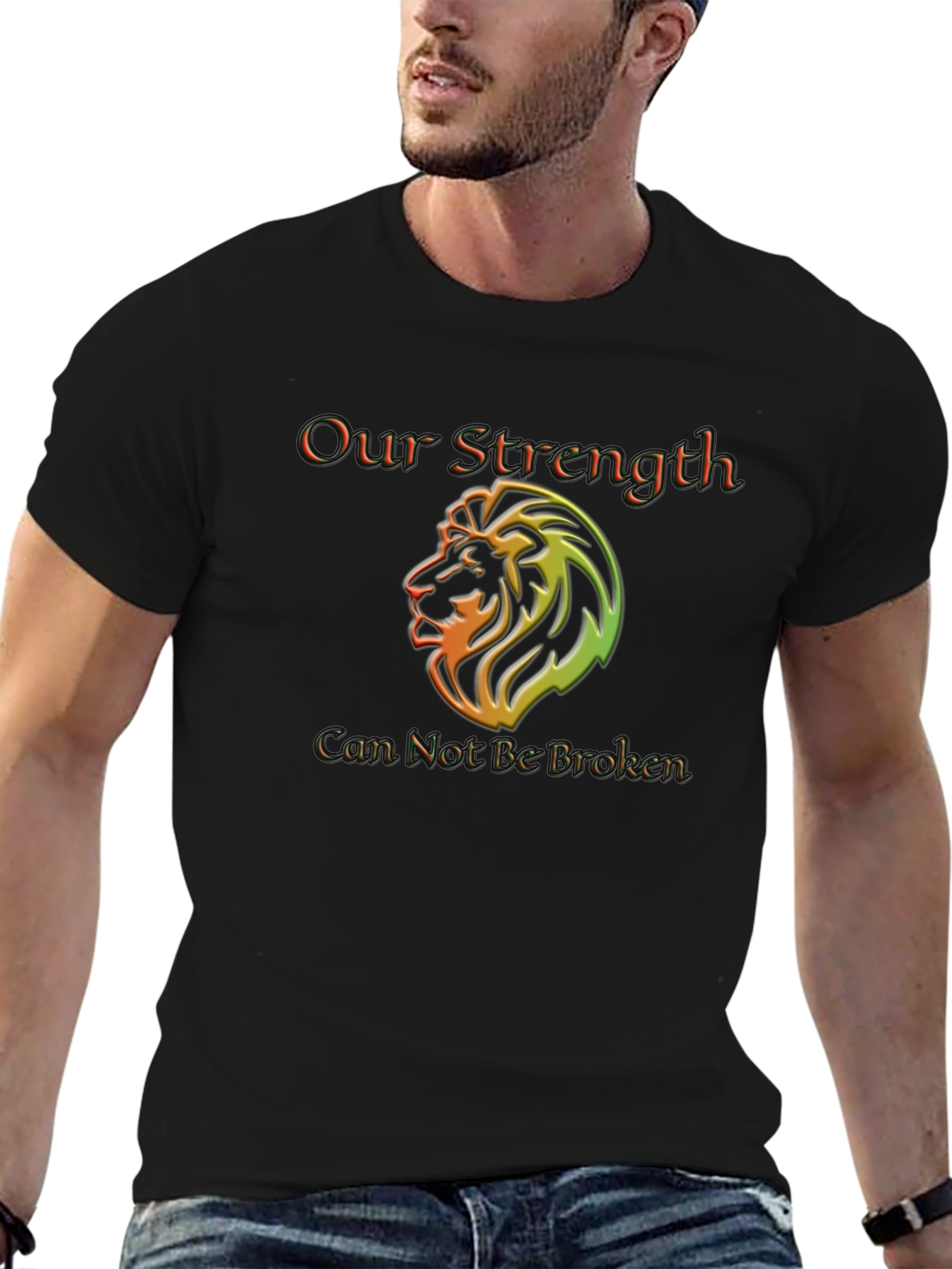 Our Strength Lion Graphic Black T-Shirt