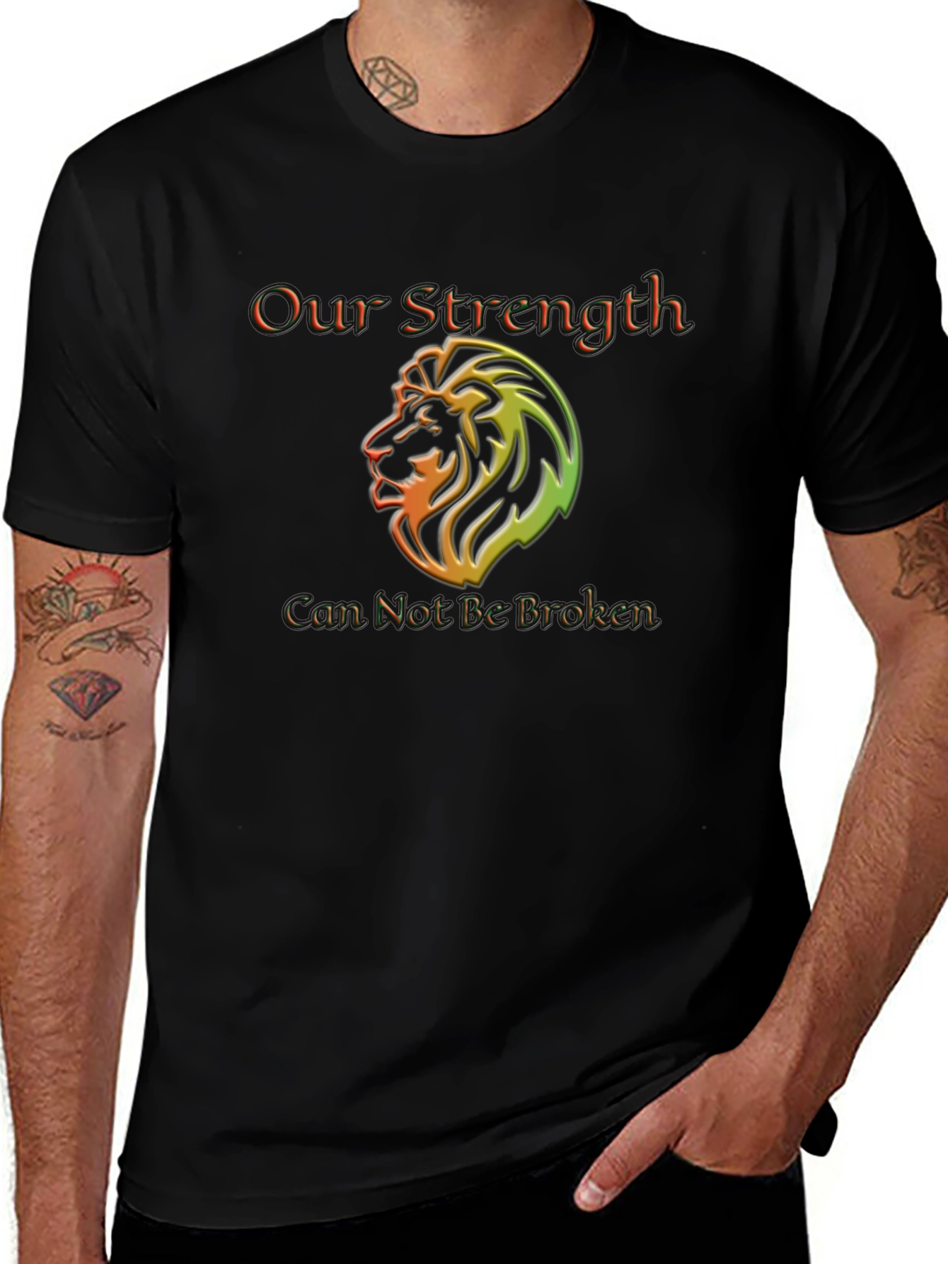 Our Strength Lion Graphic Black T-Shirt