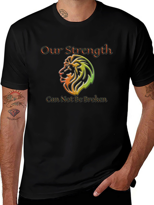 Our Strength Lion Graphic Black T-Shirt