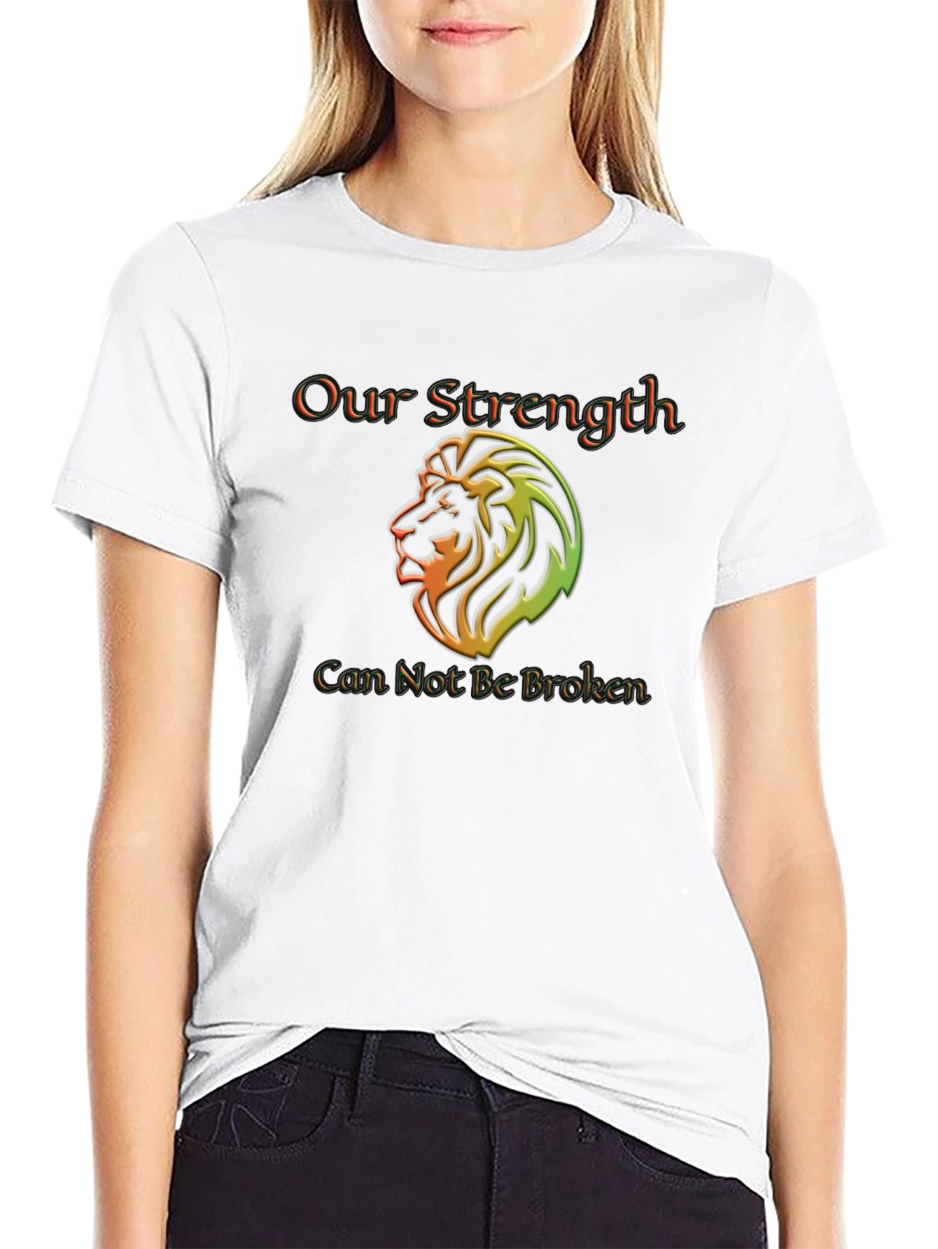 Our Strength Lion Graphic Black T-Shirt