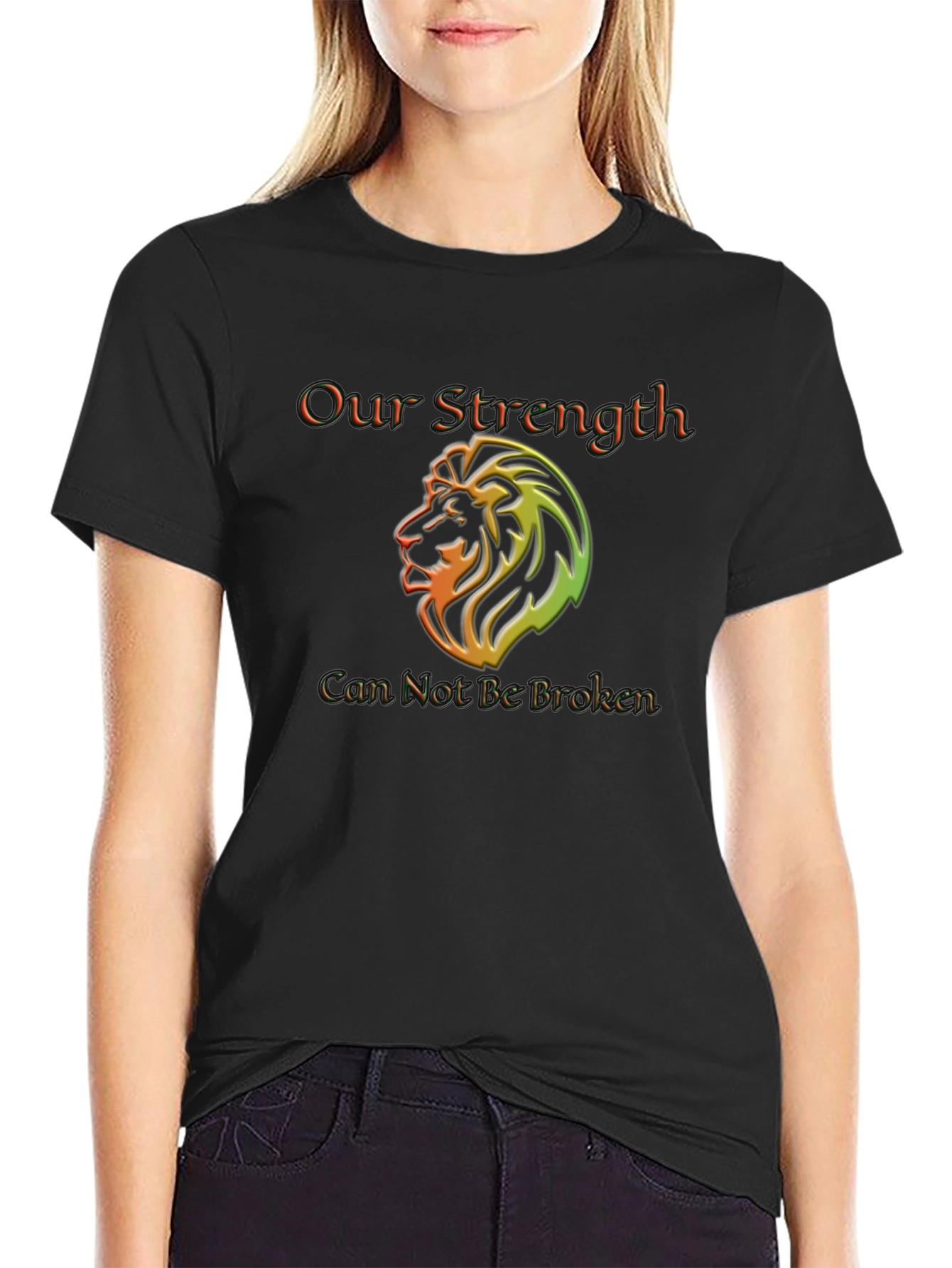 Our Strength Lion Graphic Black T-Shirt