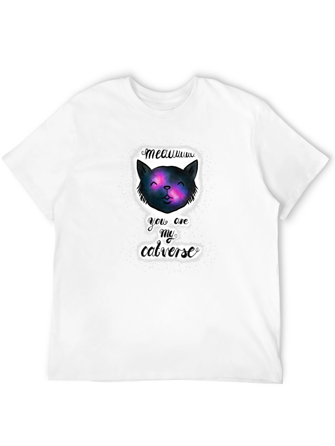 Cosmic Cat Universe Black T-Shirt